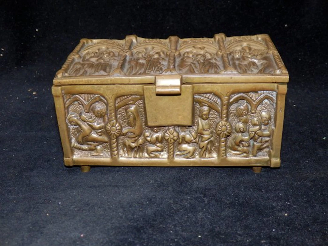 Antique Reliquary box - Bronze - 1900-1910 - Origineel Reliekkistje