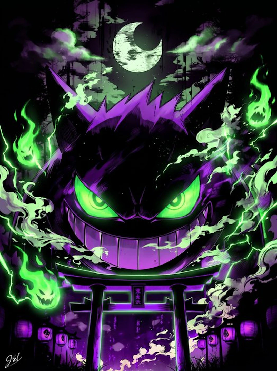 JZL - Gengar — Phantom Grin [XL Canvas Edition]