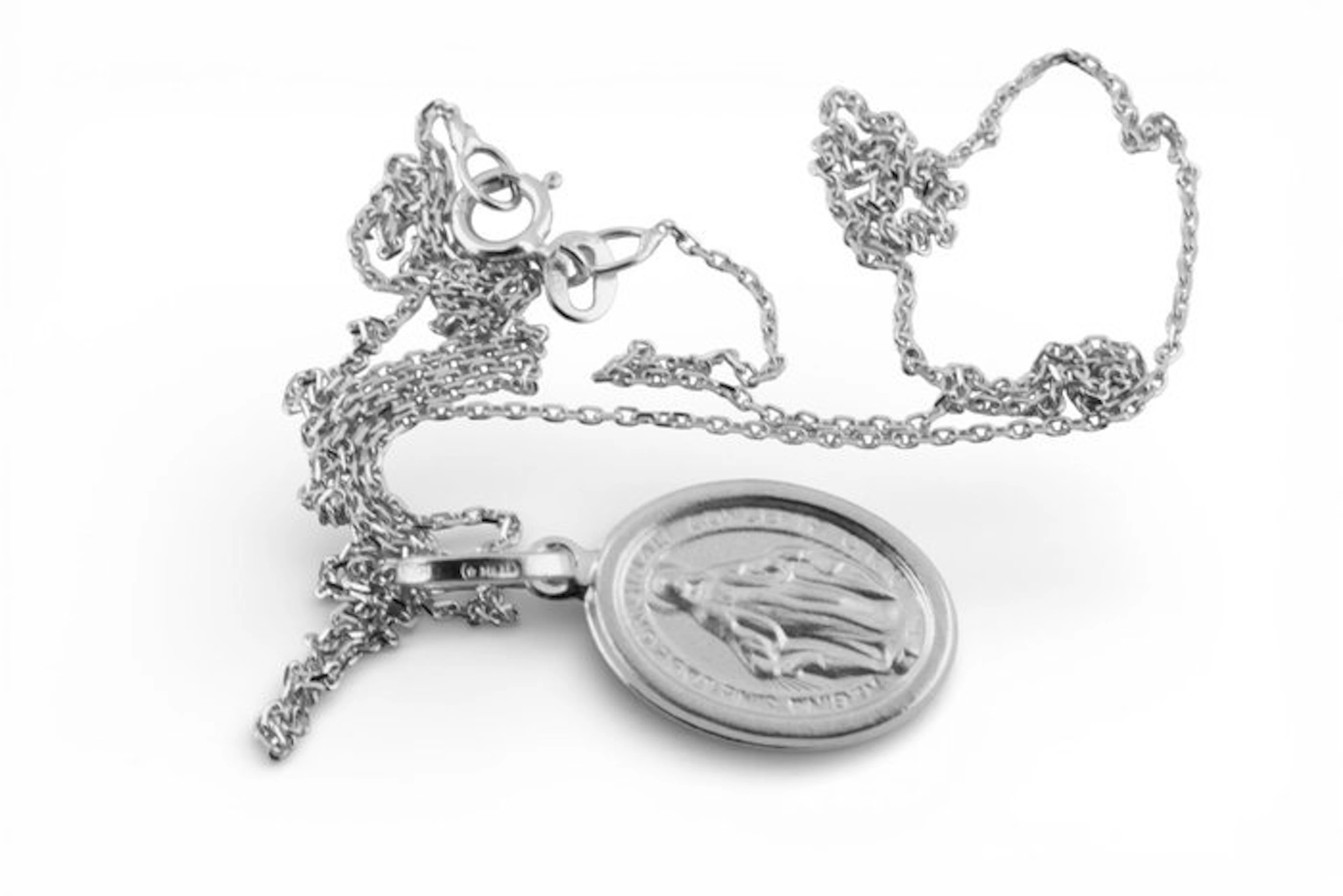 Necklace with pendant - 18 kt. White gold