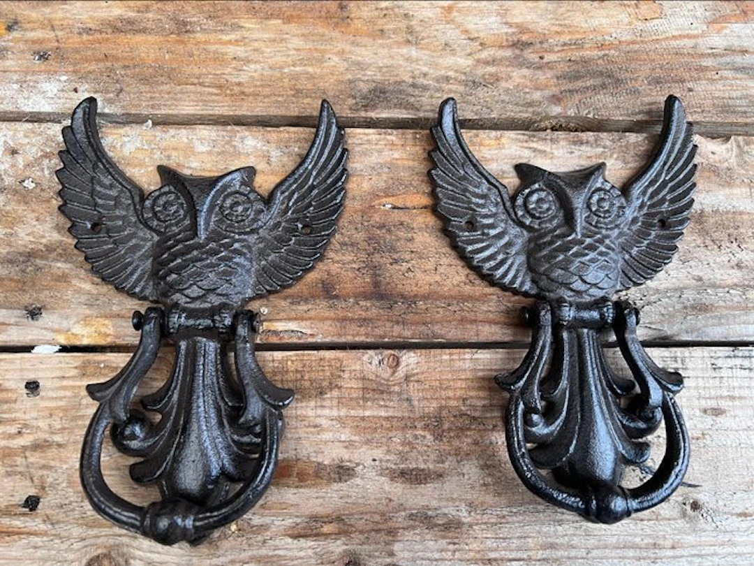 Decorative ornament (2) - 2 uil deurkloppers - Europe - 2 owl door knockers