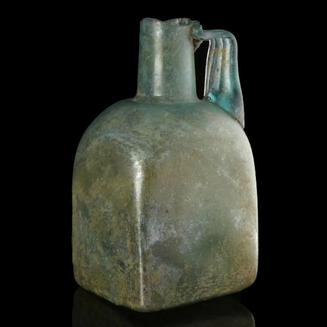 Ancient Roman Square Glass Bottle, Large