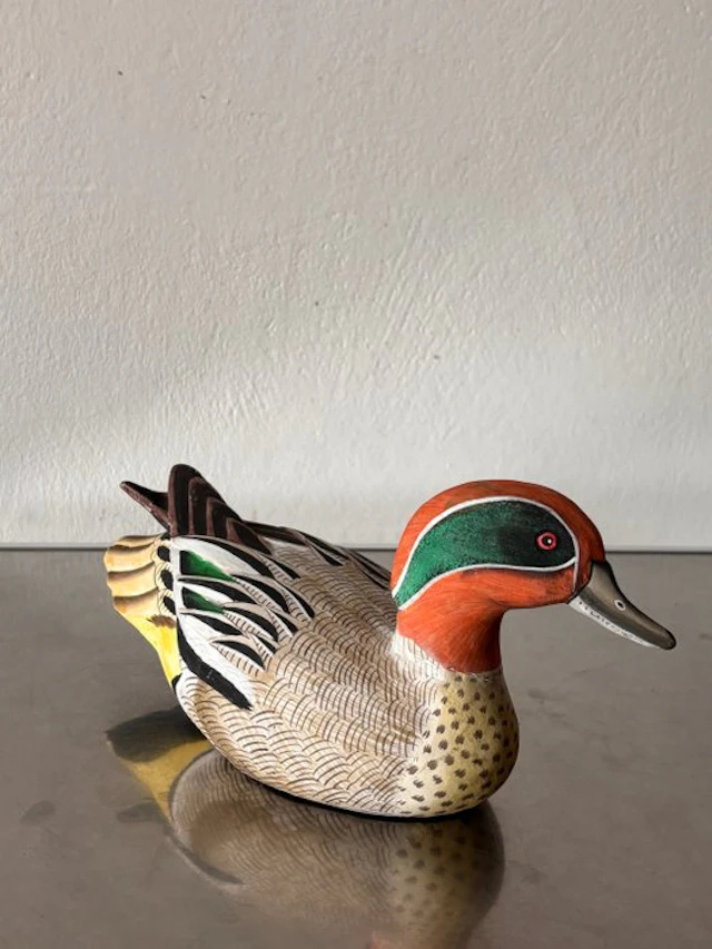 Duck decoy - Vintage Hand-Carved Eurasian Teal Duck Decoy...