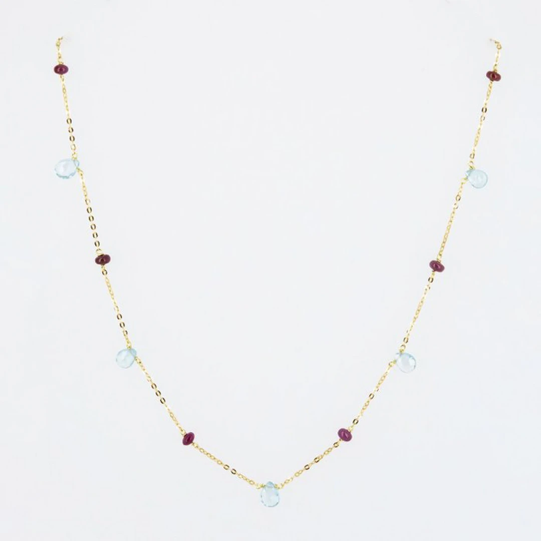 Choker necklace - 18 kt. Yellow gold - 6.80ct. tw. Topaz - Ruby