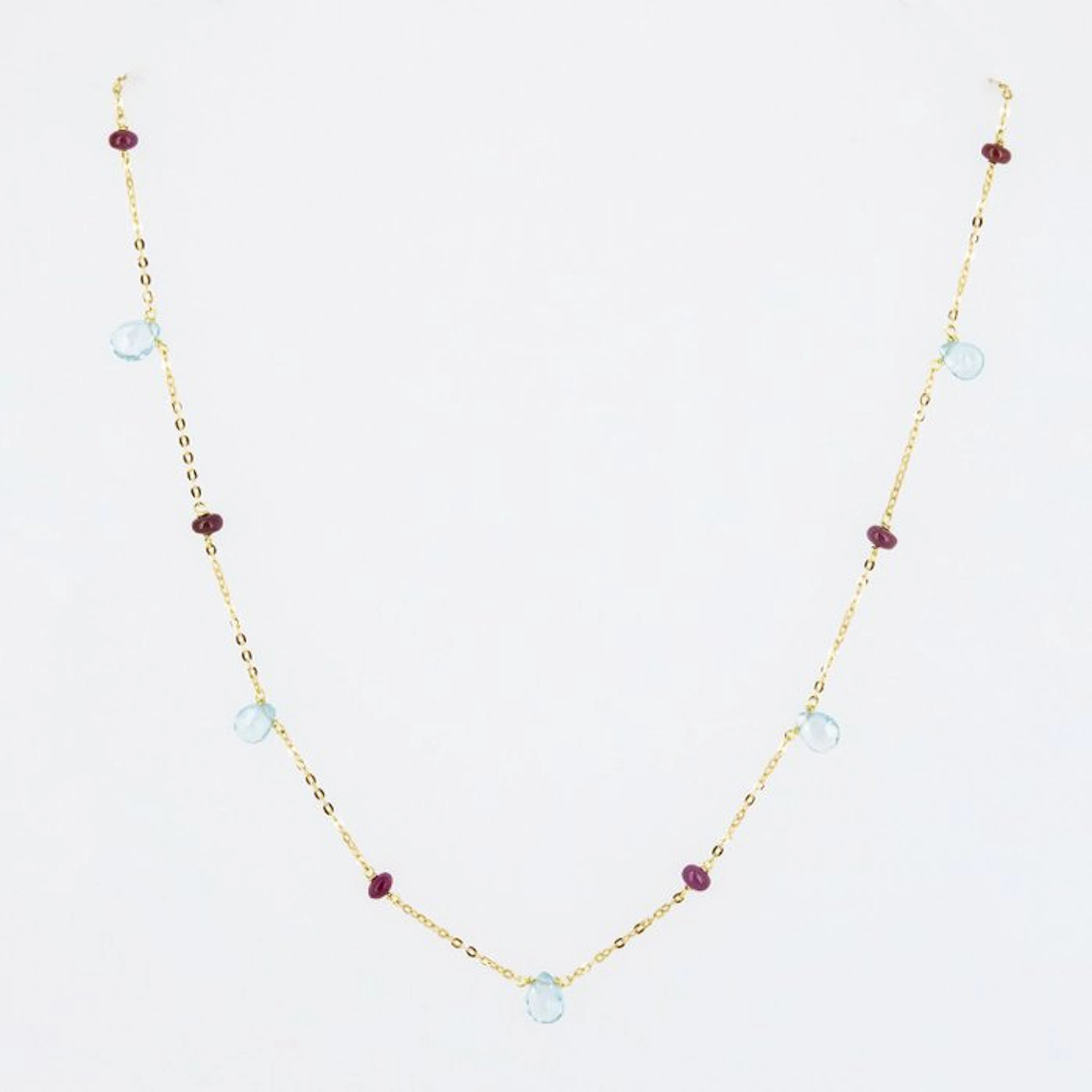 Choker necklace - 18 kt. Yellow gold - 6.80ct. tw. Topaz - Ruby