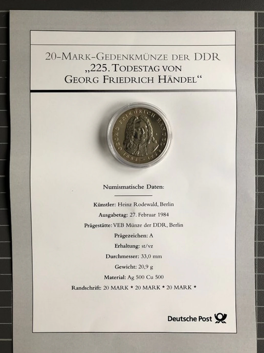 Germany, Democratic Republic 20 Mark 1984 A – Georg...