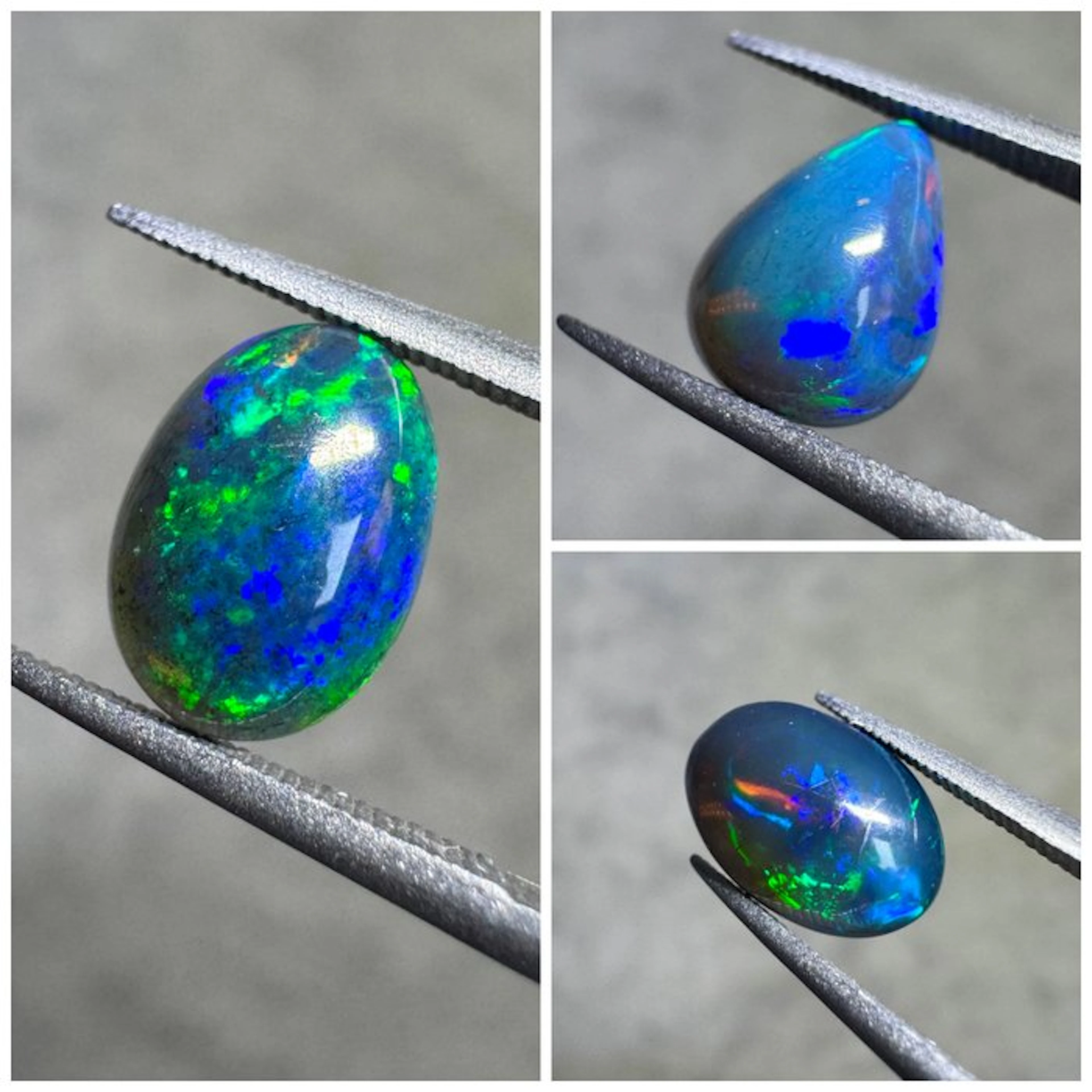 Lot of 3 natural Ethiopian black opals