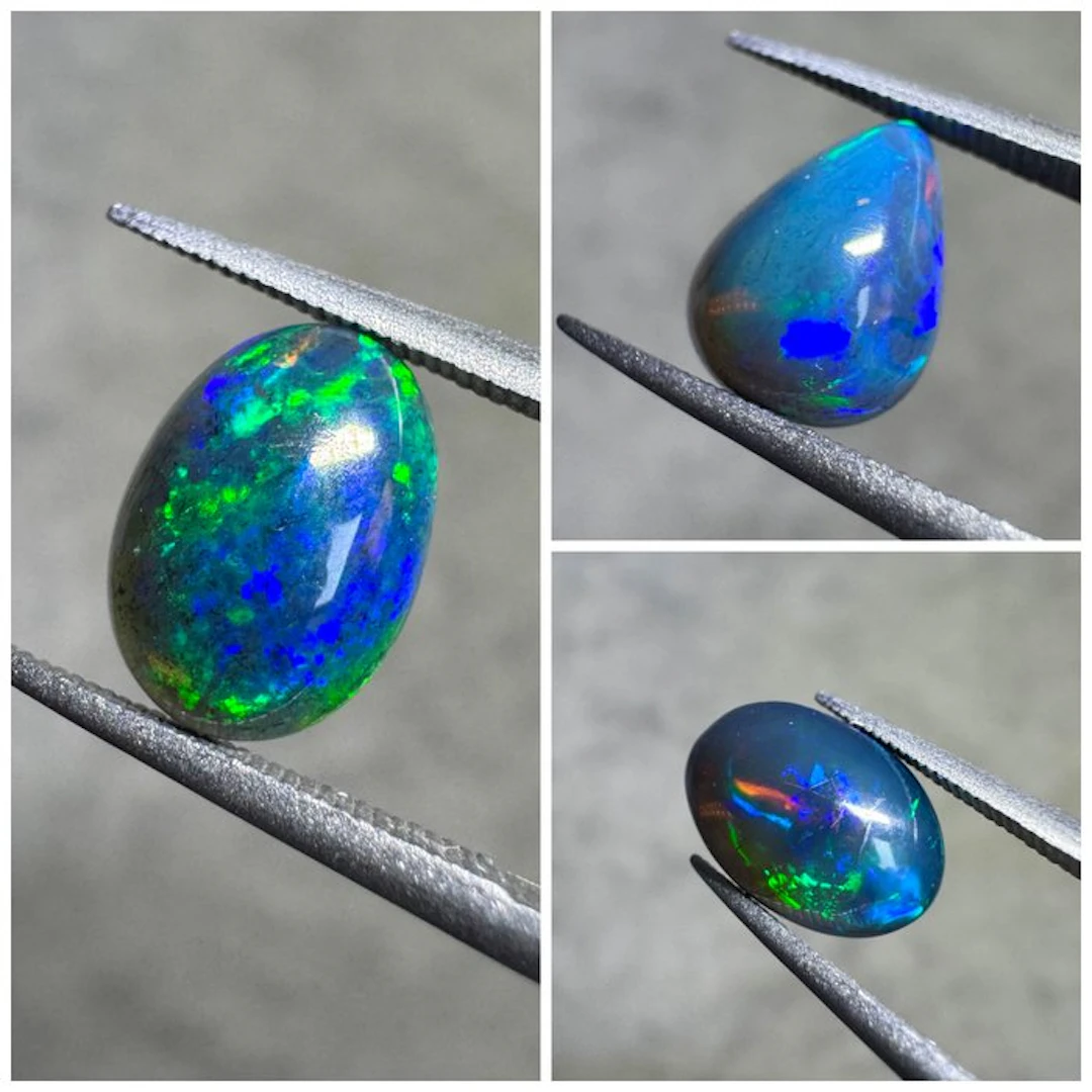 Lot of 3 natural Ethiopian black opals