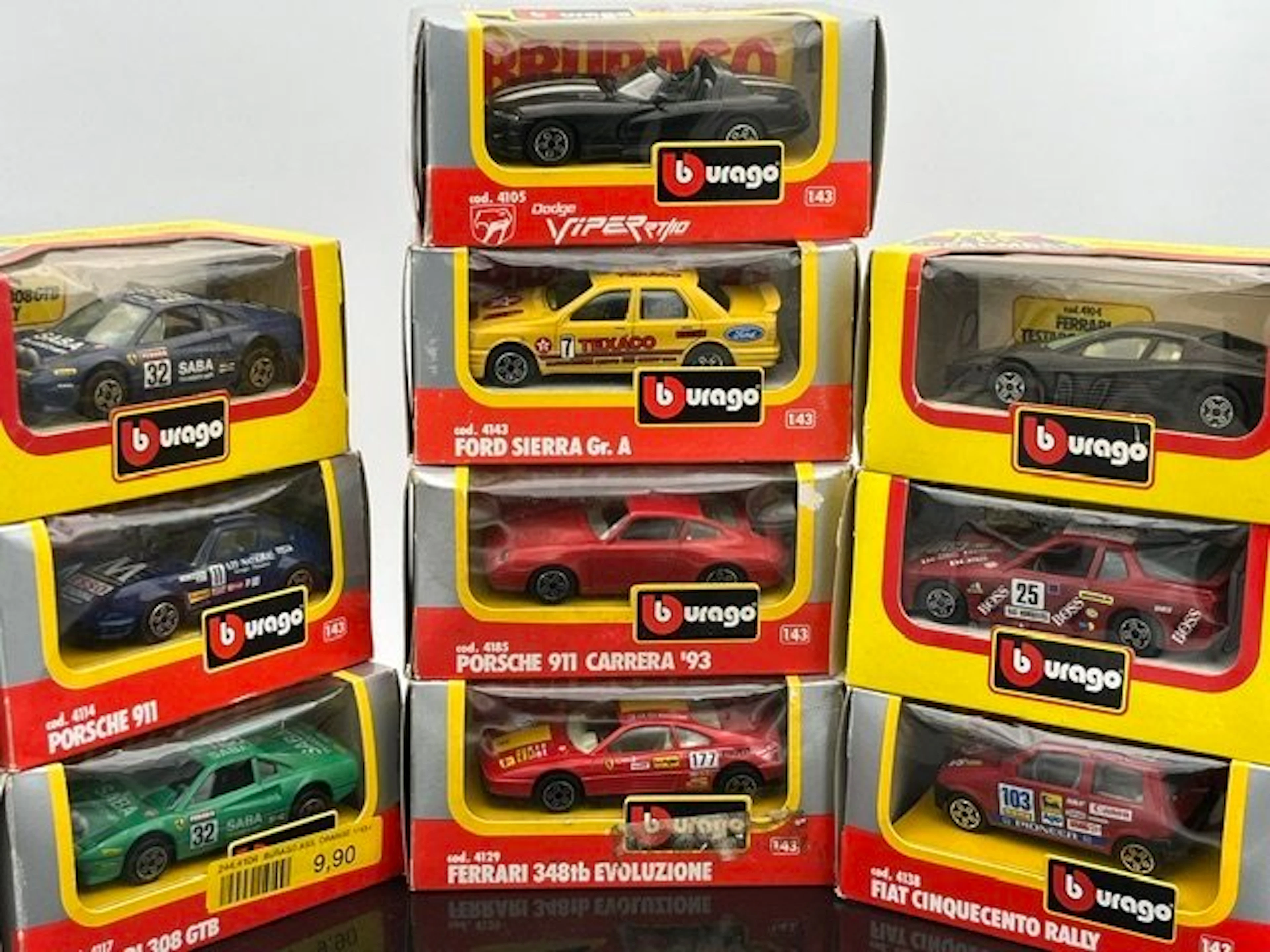 Bburago 1:43 - Model car (10) - Assortiment de voitures de course 1/43