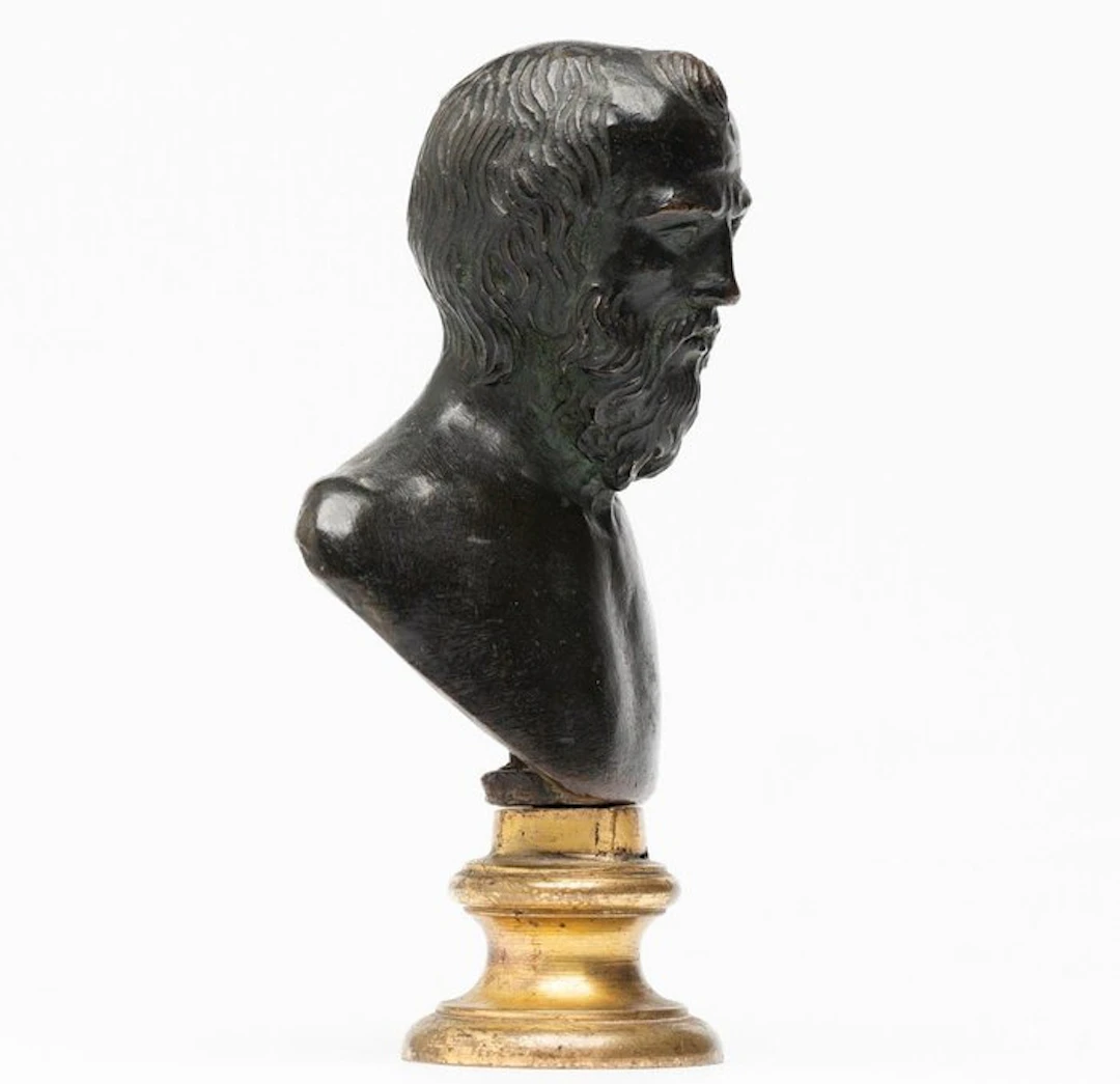Bust, hombre barbado - 12 cm - Patinated bronze