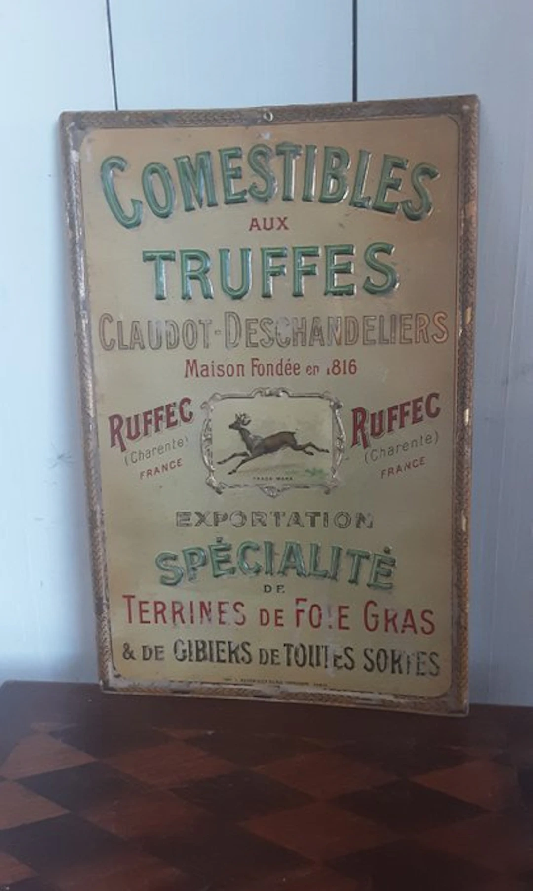 French lithographic tin advertising sign from the...