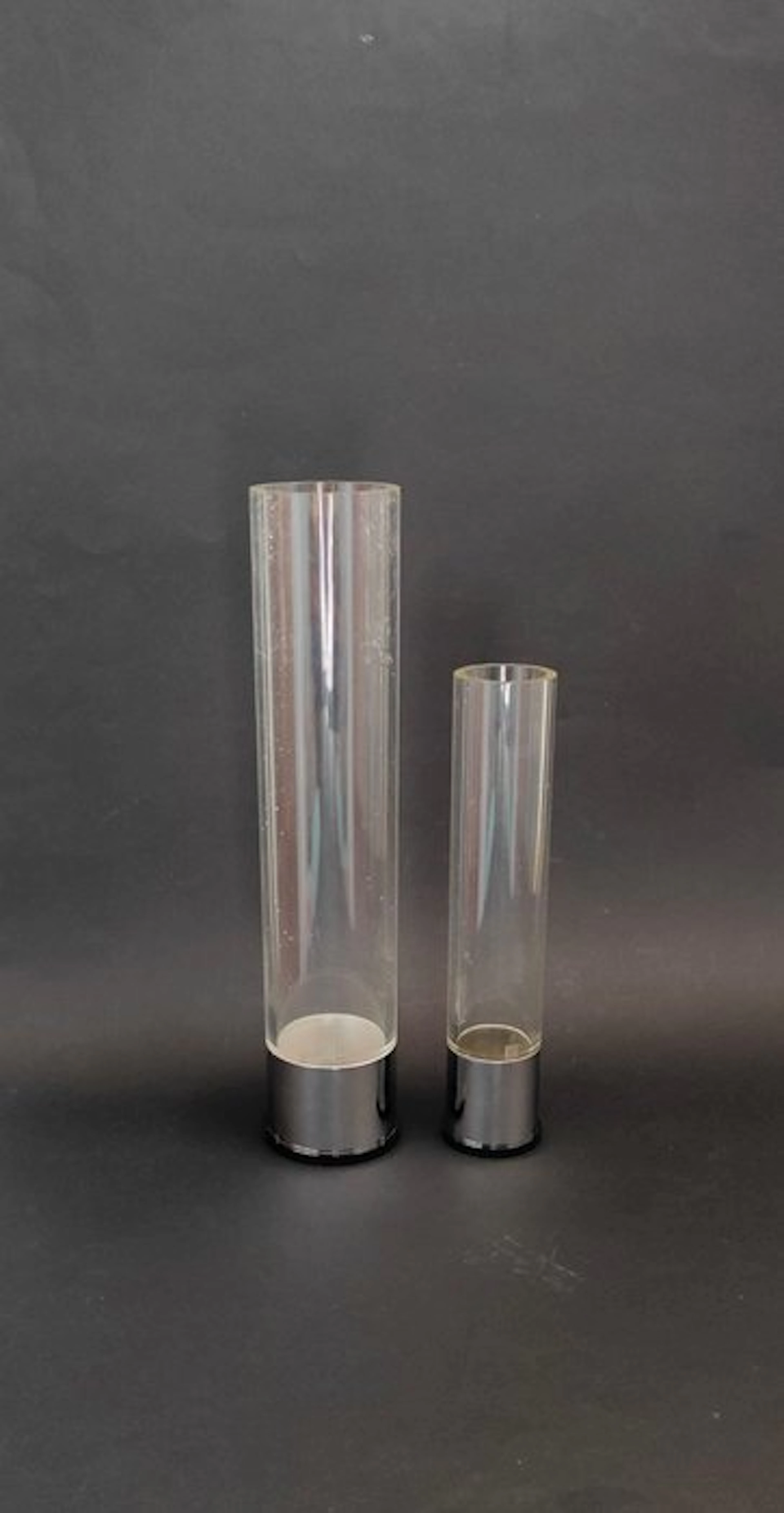 Feliceantonio Botta - Vase (2) - Steel, Chrome, Methacrylate
