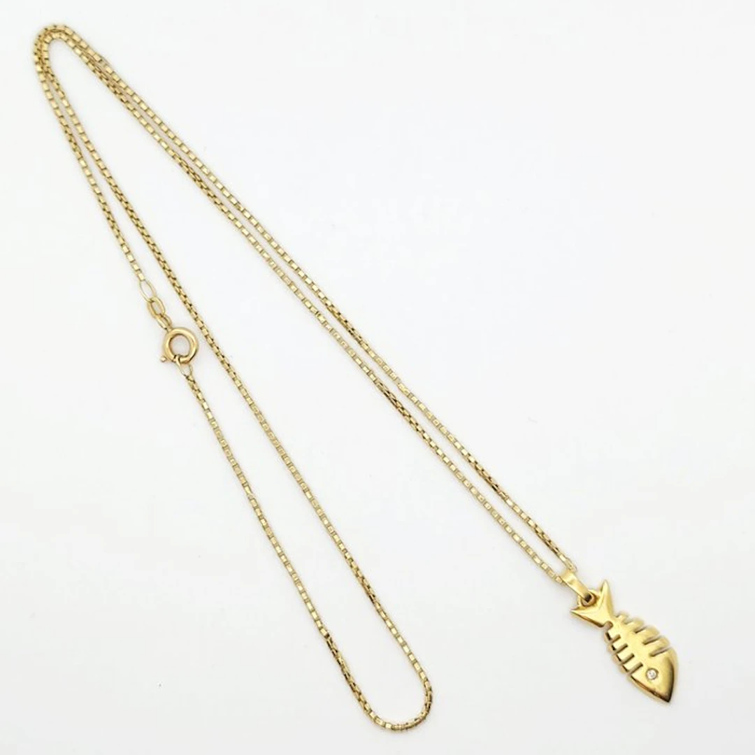 Necklace with pendant - 18 kt. Yellow gold - 0.01ct. tw. Diamond (Natural)