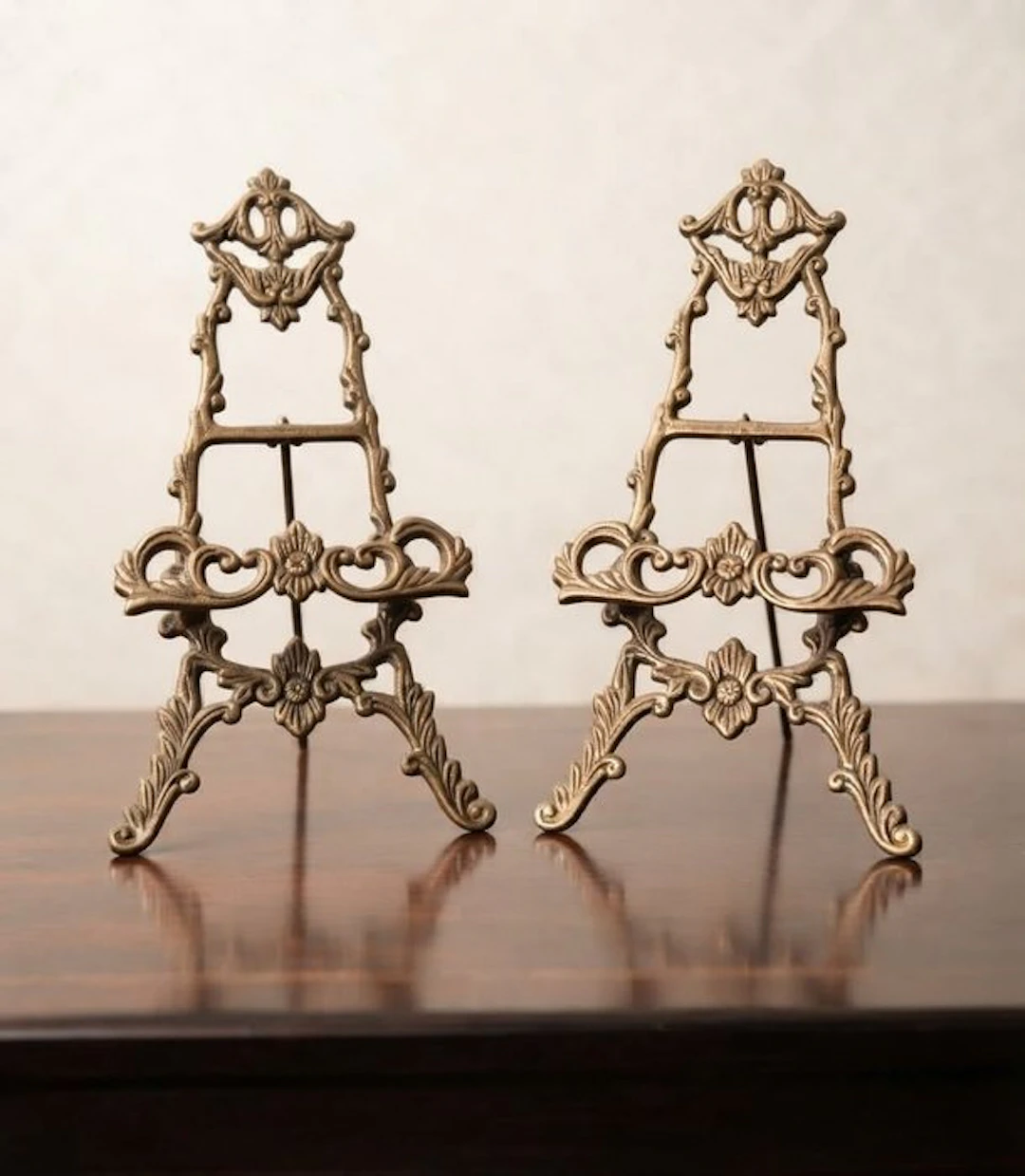 Coppia leggio da tavolo in bronzo stile barocco italiano
