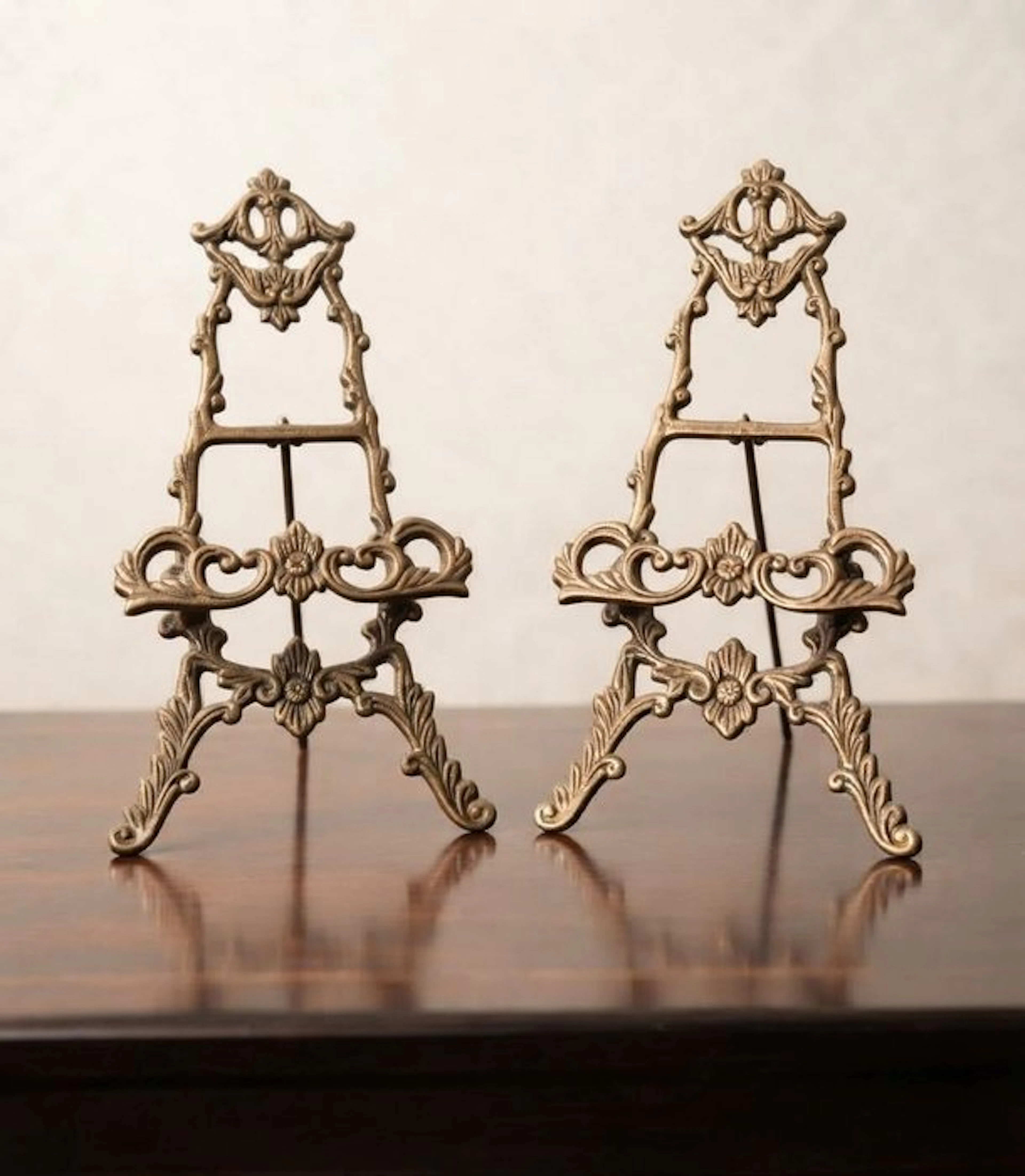 Coppia leggio da tavolo in bronzo stile barocco italiano