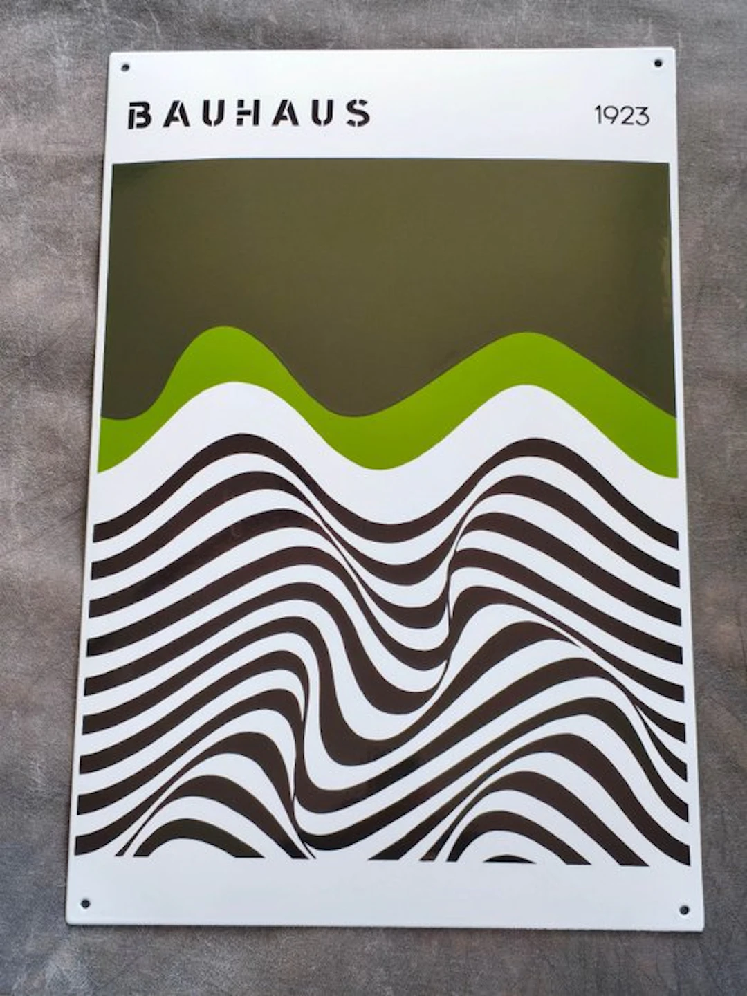 Bauhaus - enamel sign BAUHAUS grüne Wellen Emailschild Emaille Schild