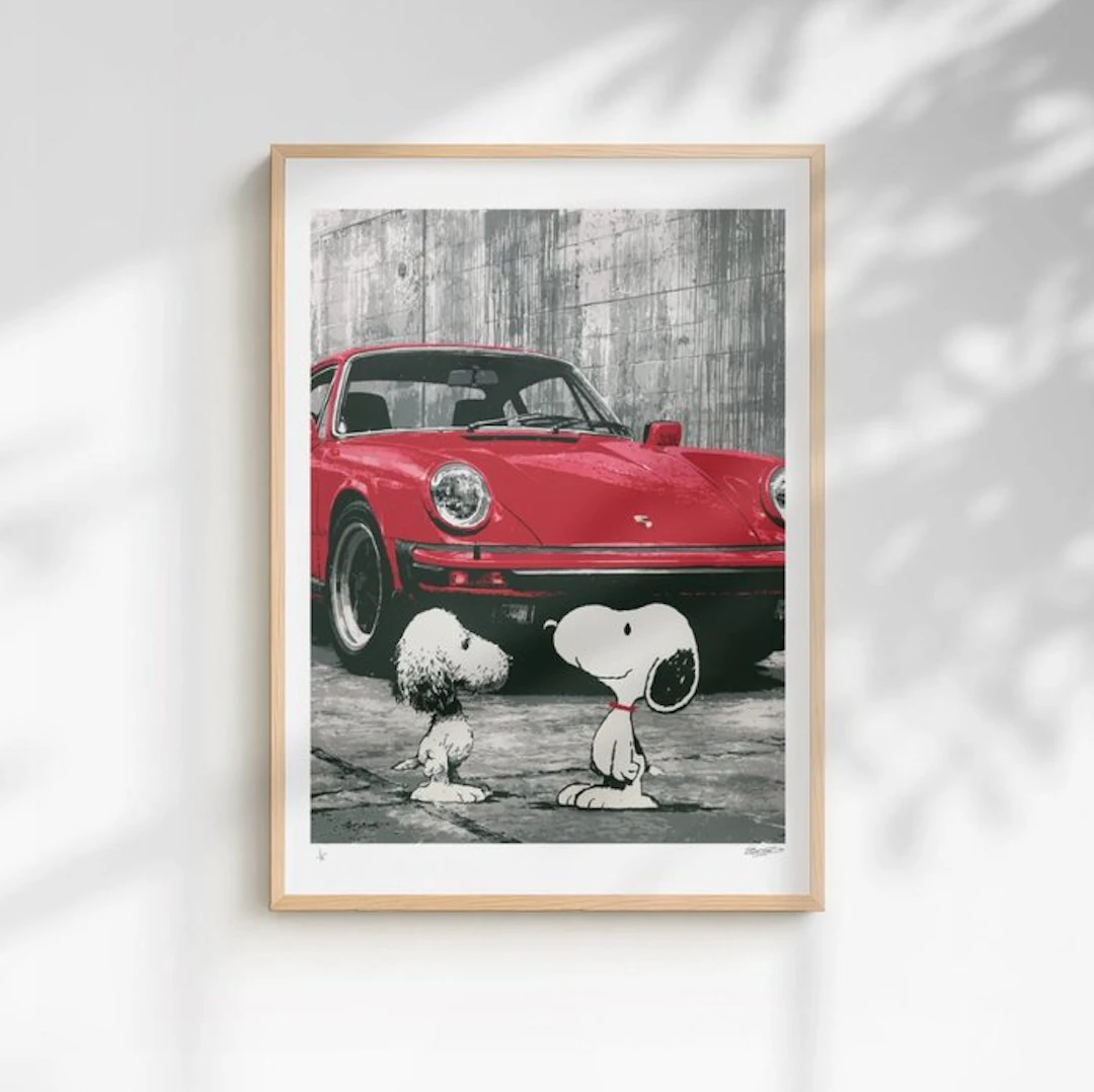 EGO - Porsche And Snoopy – 1/5 Signée COA – 40 × 60 cm