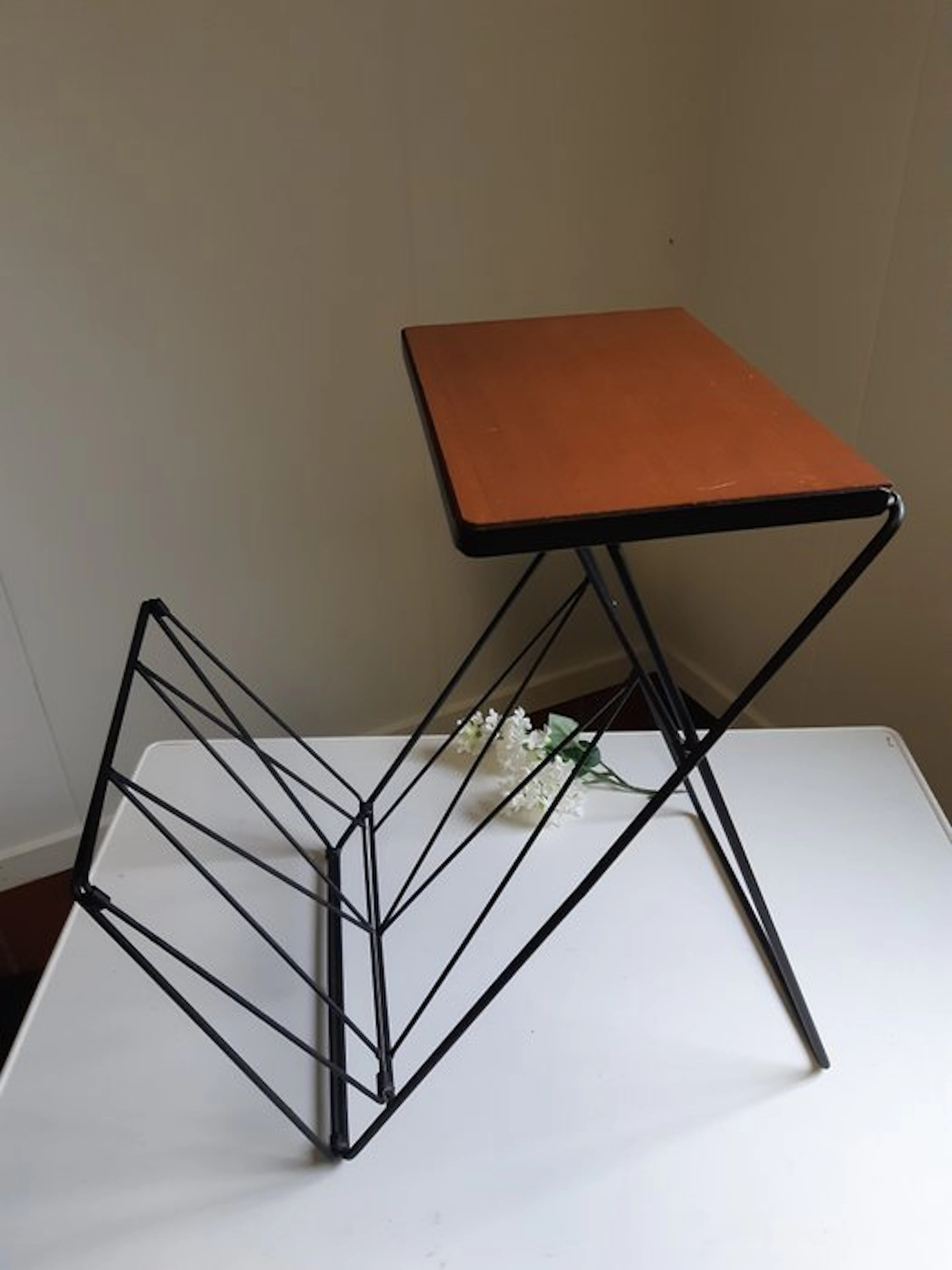 Side table - Metal - Wood - Foldable