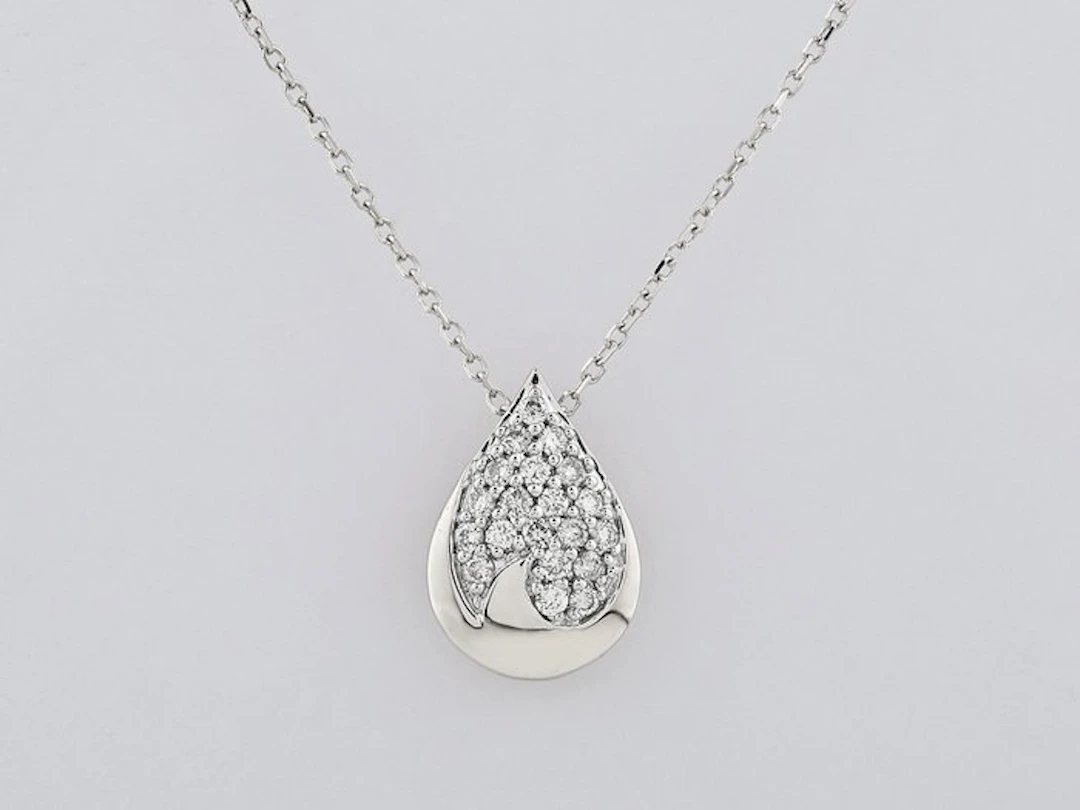 Necklace with pendant - 14 kt. White gold - 0.20ct. tw. Diamond (Natural)