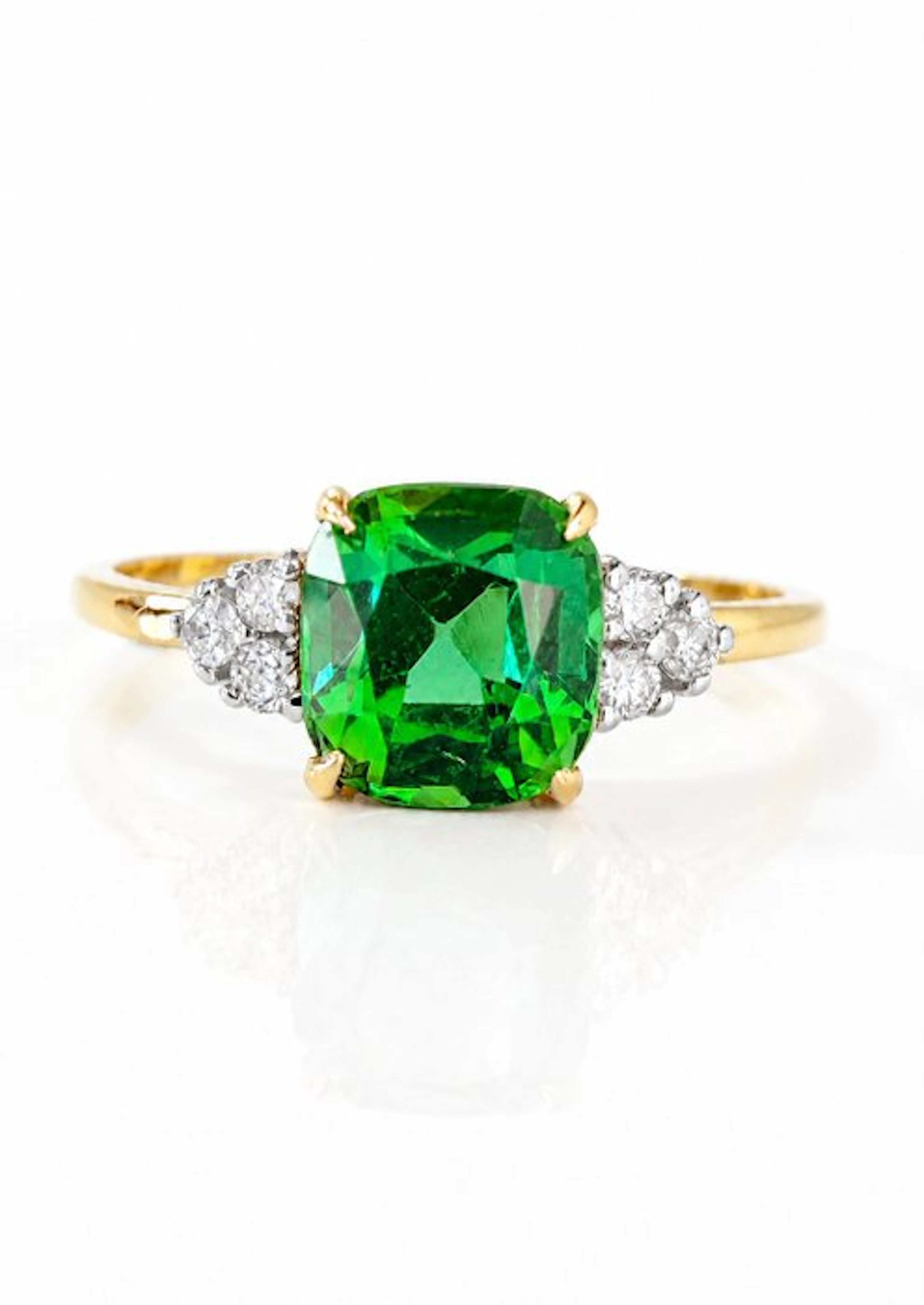 Ring - 14 kt. Yellow gold - 1.70ct. tw. Tourmaline - Diamond
