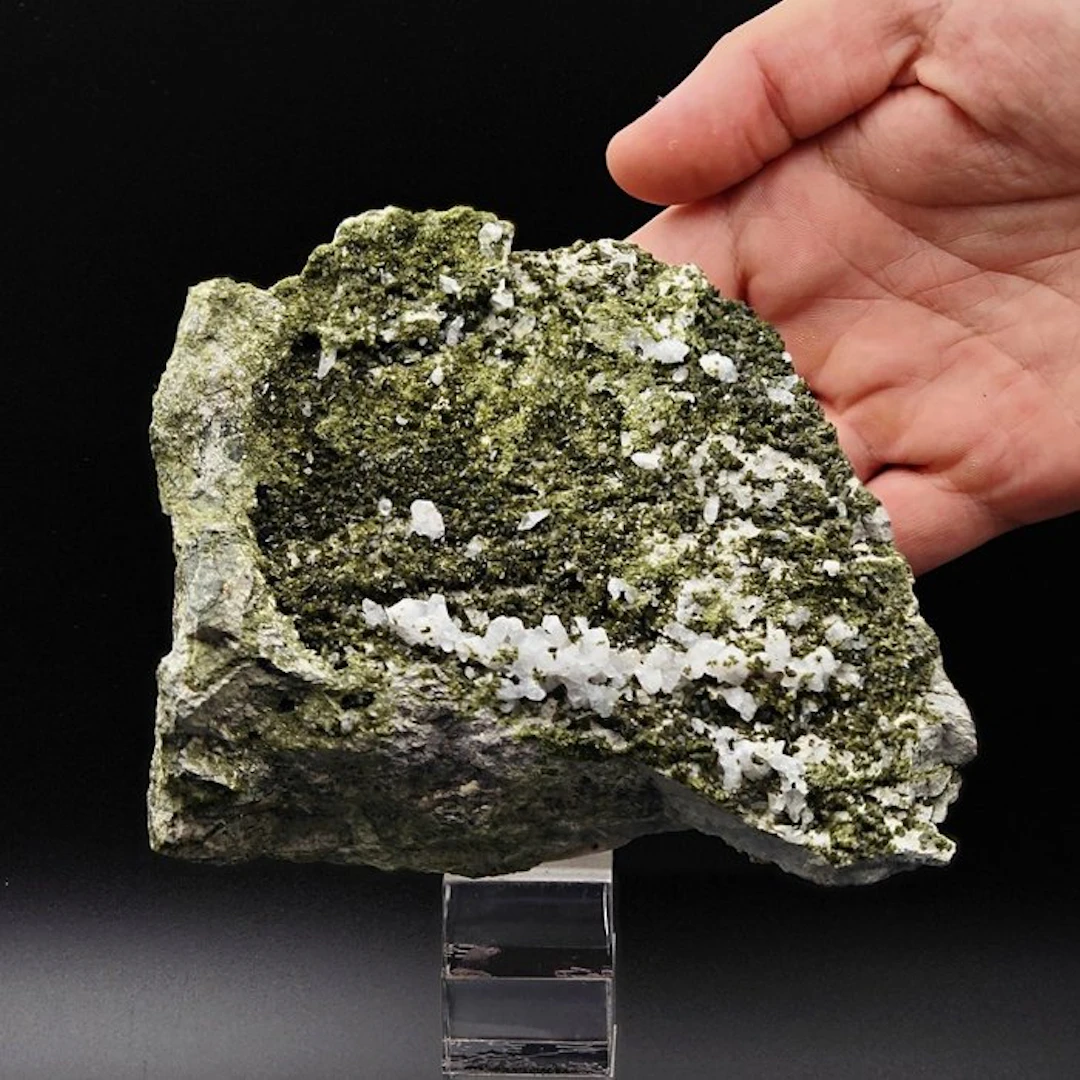 Aesthetic green epidote with white quartz