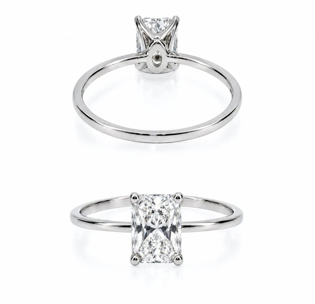 No reserve price - Ring - 14 kt. White gold - 1.01ct. tw. Diamond (Lab-grown)