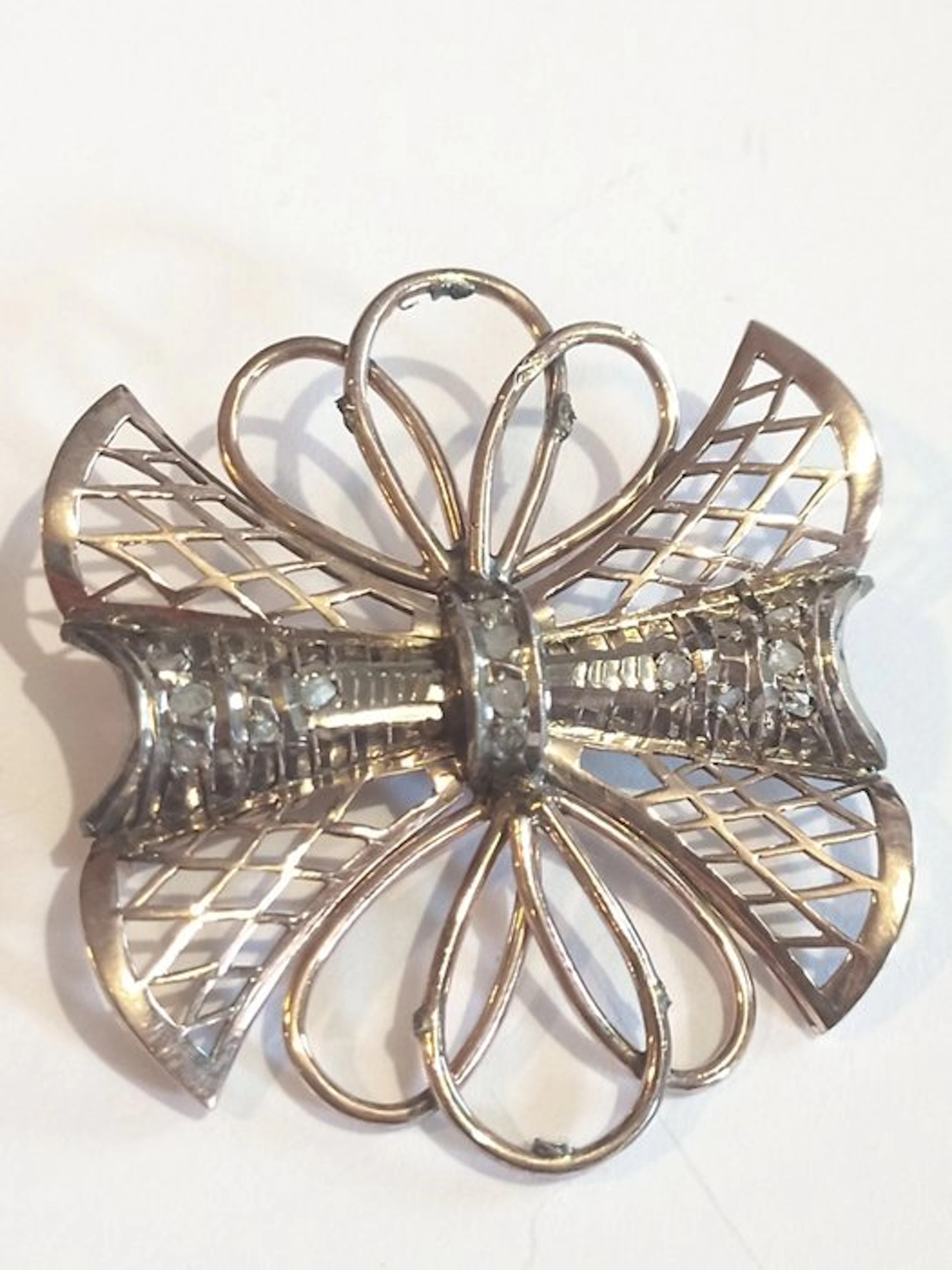 Brooch - 18 kt. Rose gold - 0.35ct. tw. Diamond (Natural) - Belle Époque knot