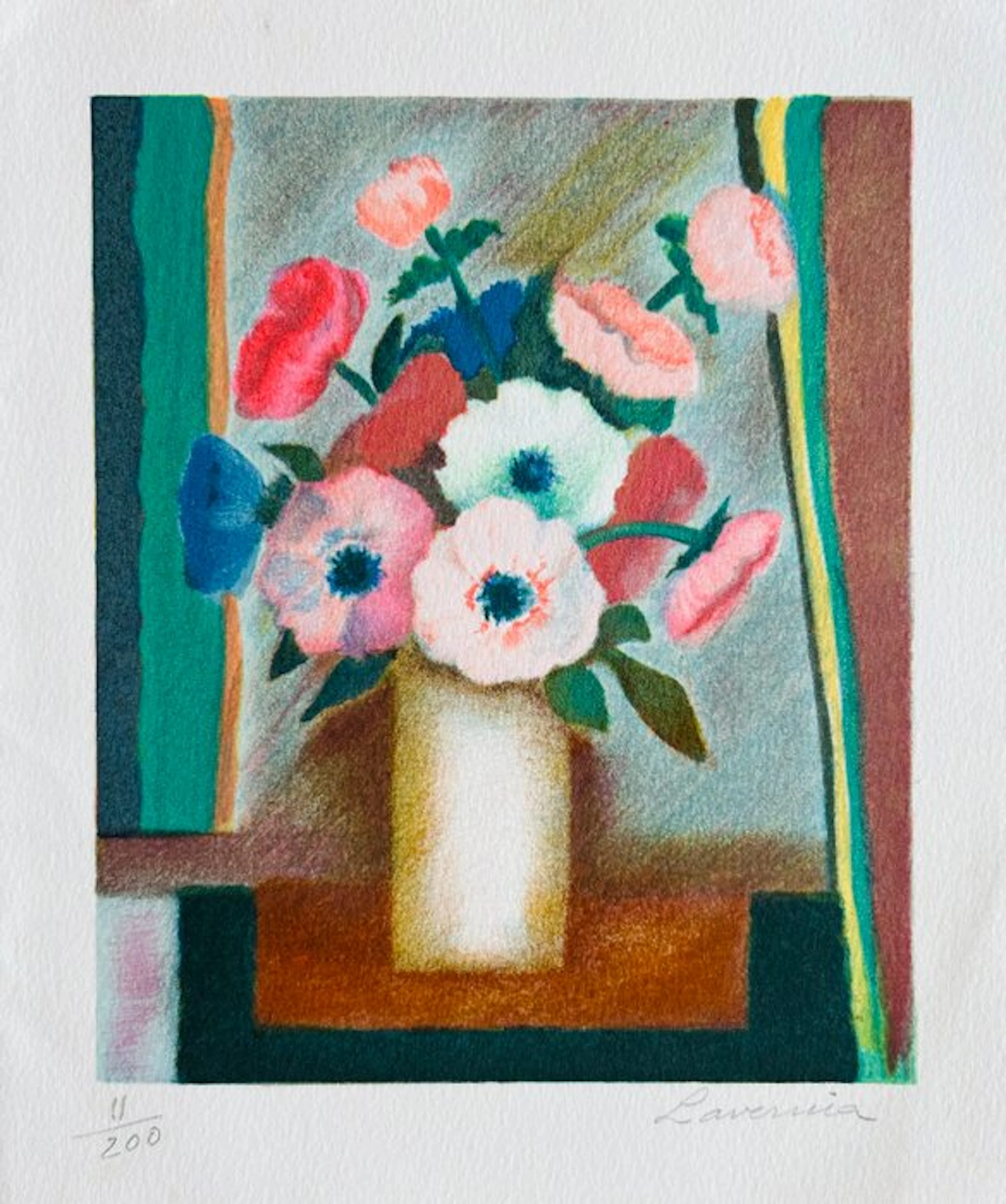 Angelina Lavernia (1925) - Bouquet - Lithographie originale signée