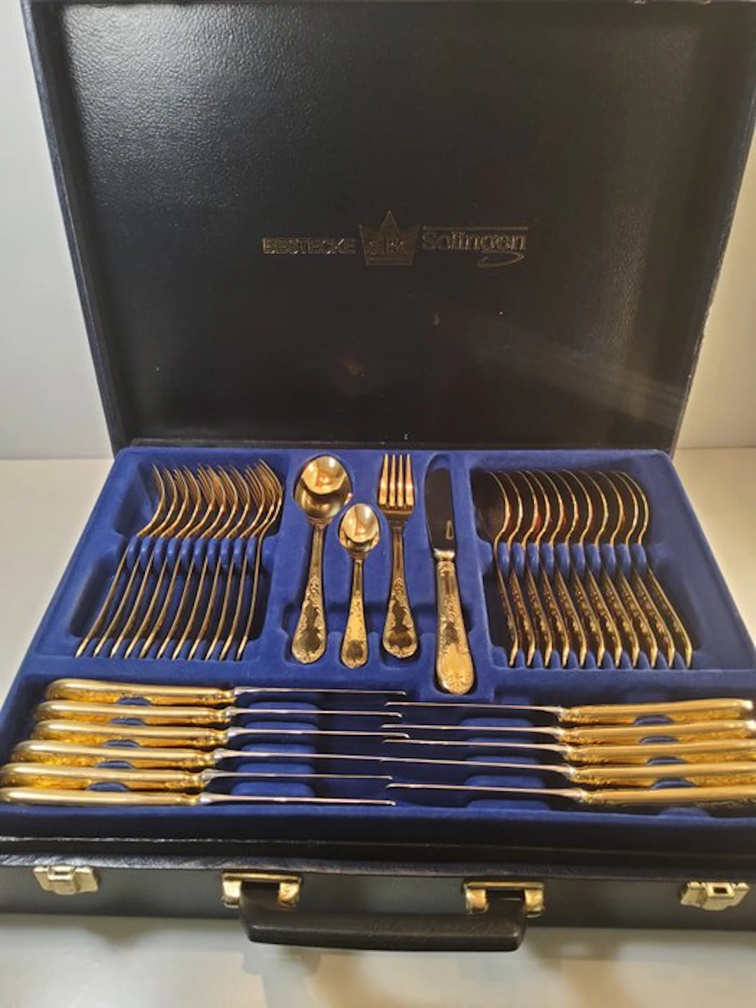 Bestecke SBS Solingen - Cutlery set for 12 - Gold plated, Steel