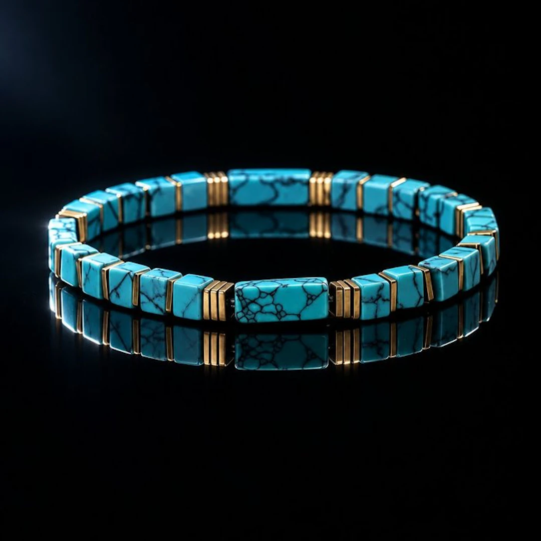 Stackable Turquoise Stone Stretch - Bracelet
