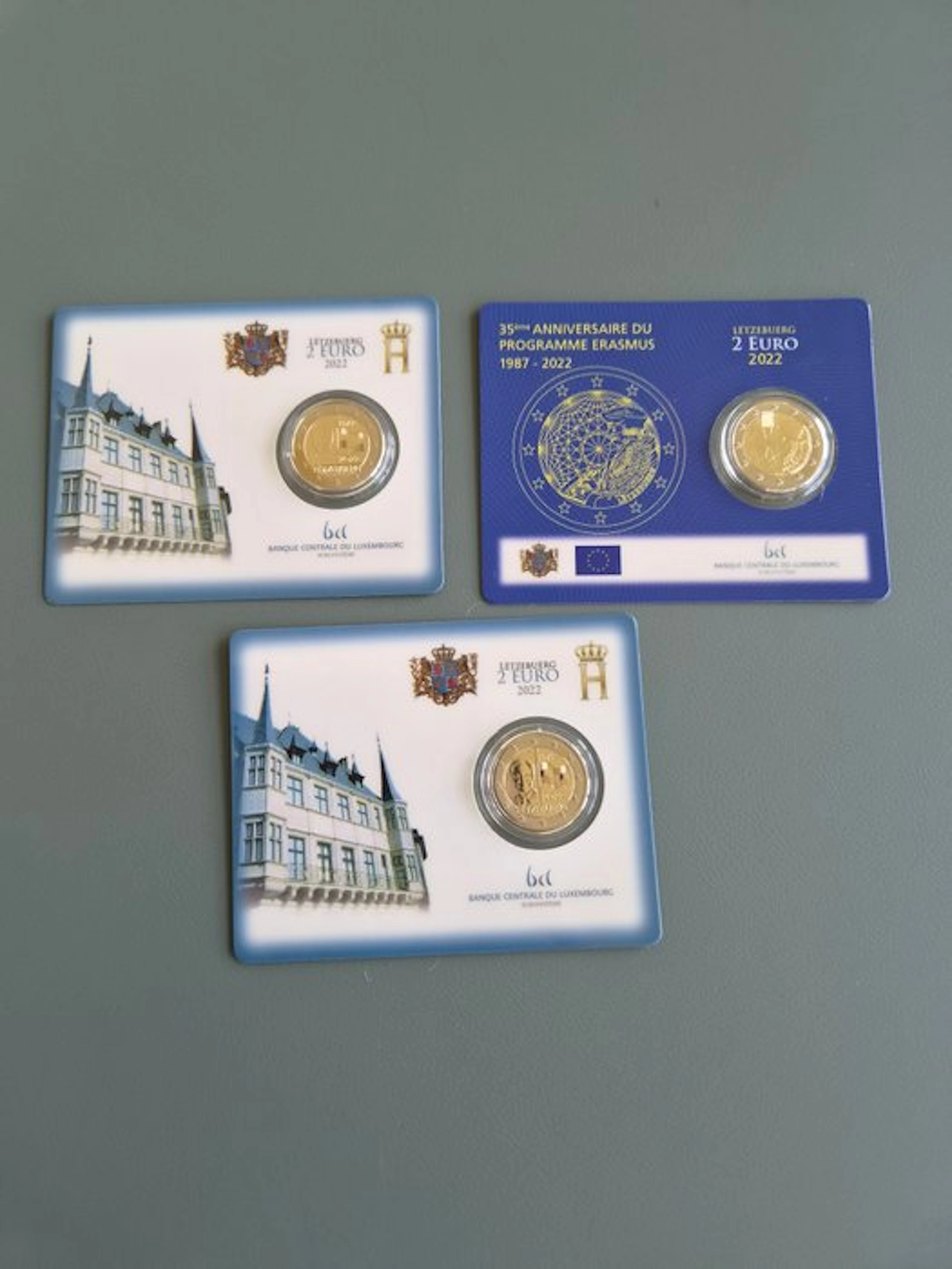 Luxembourg. 2 Euro 2022 (3 coincards) (No reserve price)