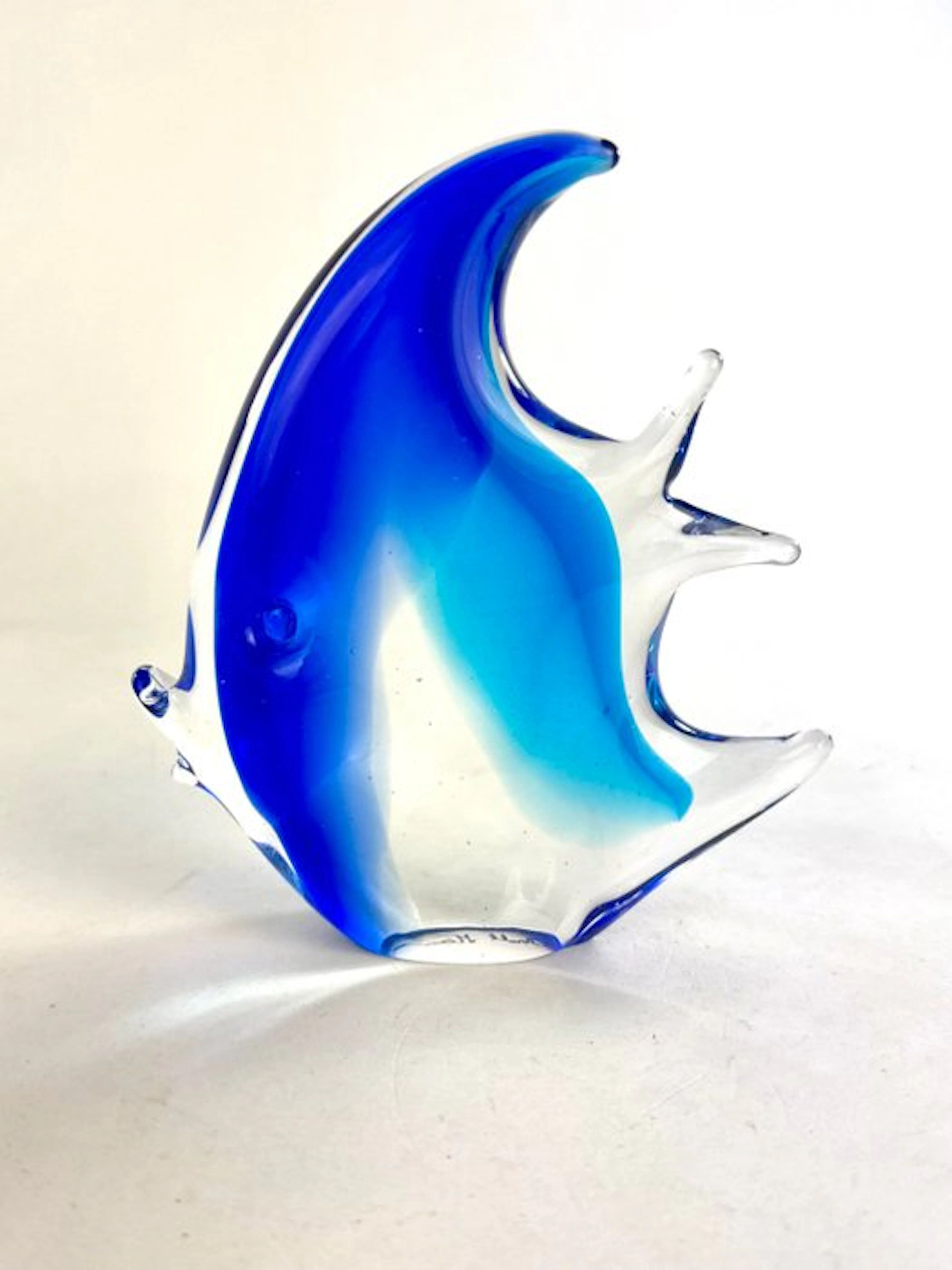 Oball - Sculpture, Pesce Sommerso Blu Acquamarina - 15 cm - Murano glass
