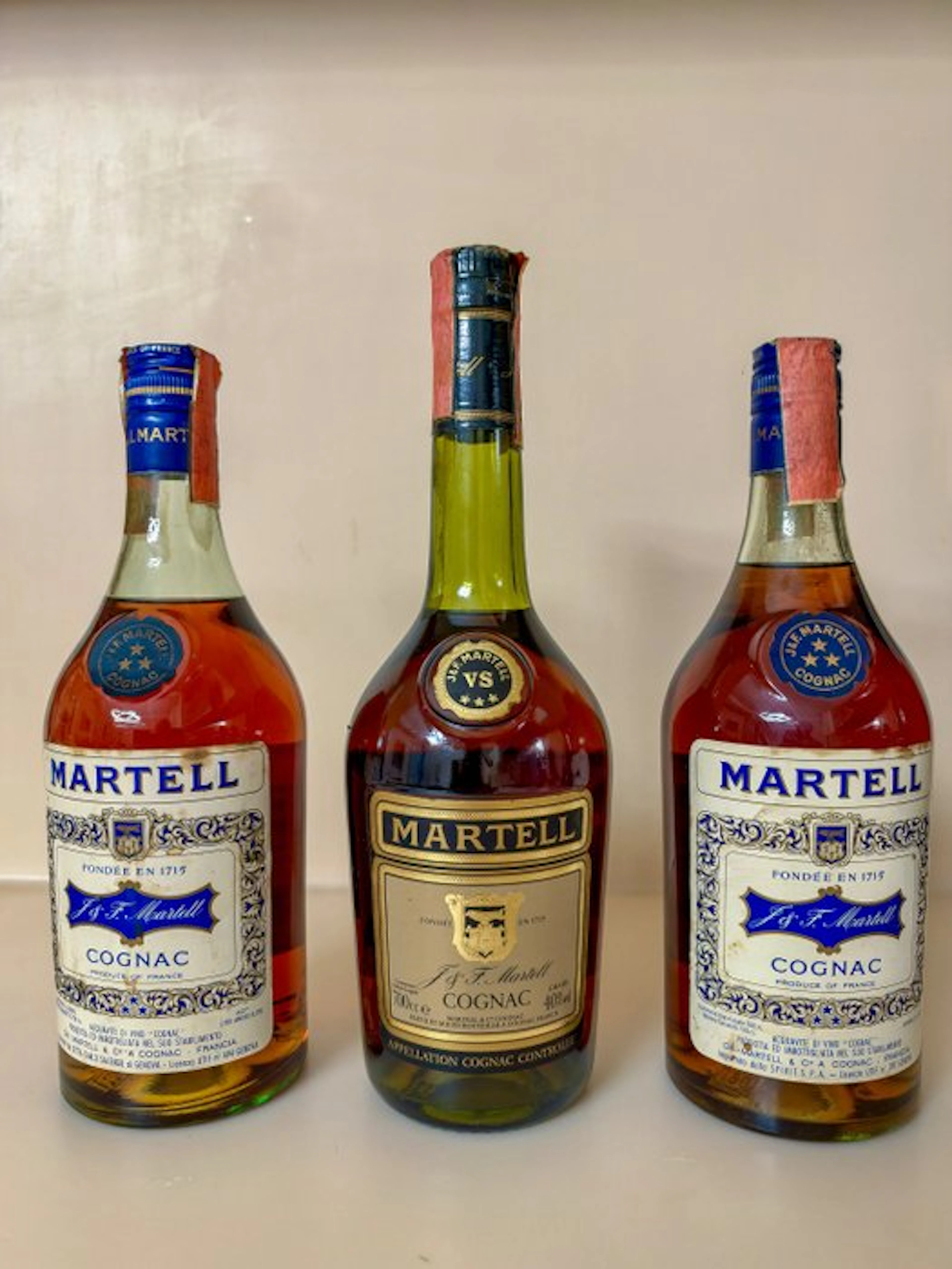 Martell - VS/3 Star Cognac - b. 1960s, 1970s, 1980s - 70cl, 75cl - 3 bottles