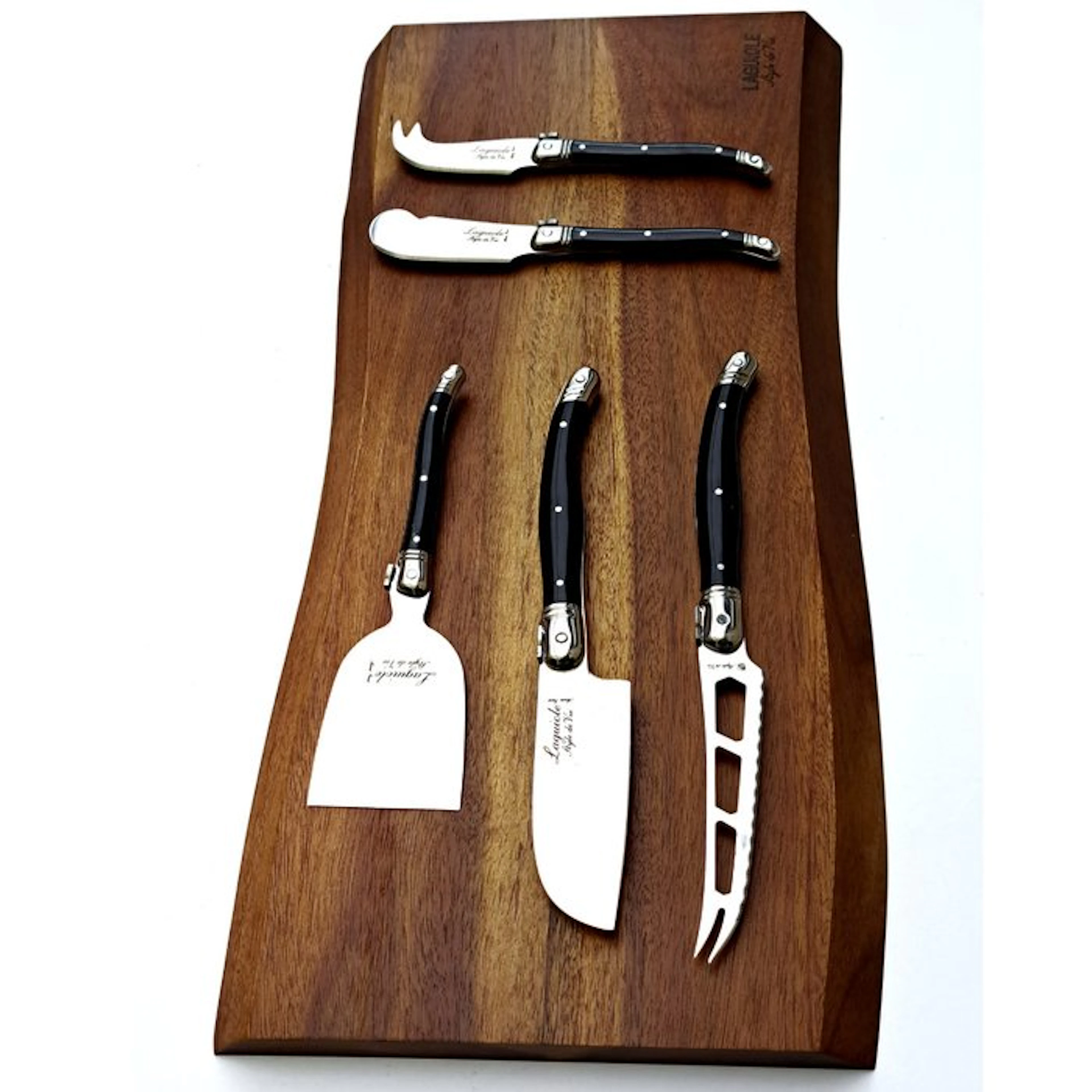 Laguiole - 5x Cheese knives - Wood Serving Board - Acacia...