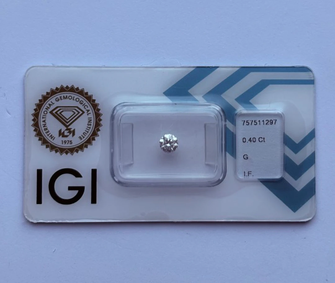 1 pcs Diamond (Natural) - 0.40 ct - Round - G - IF...