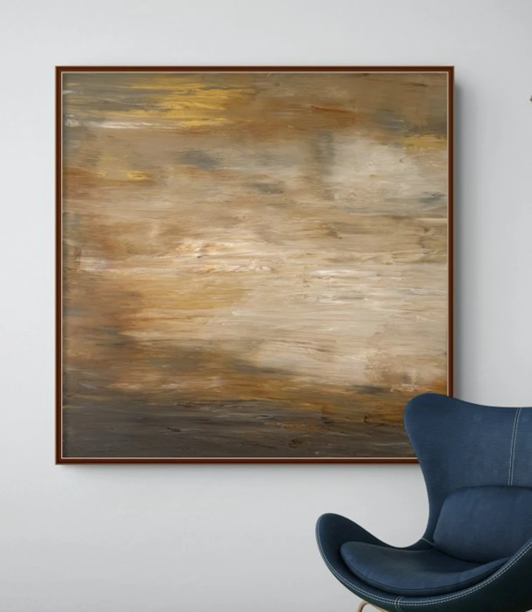 Irina Morisch - Golden light -XXL square original abstract artwork on linen-