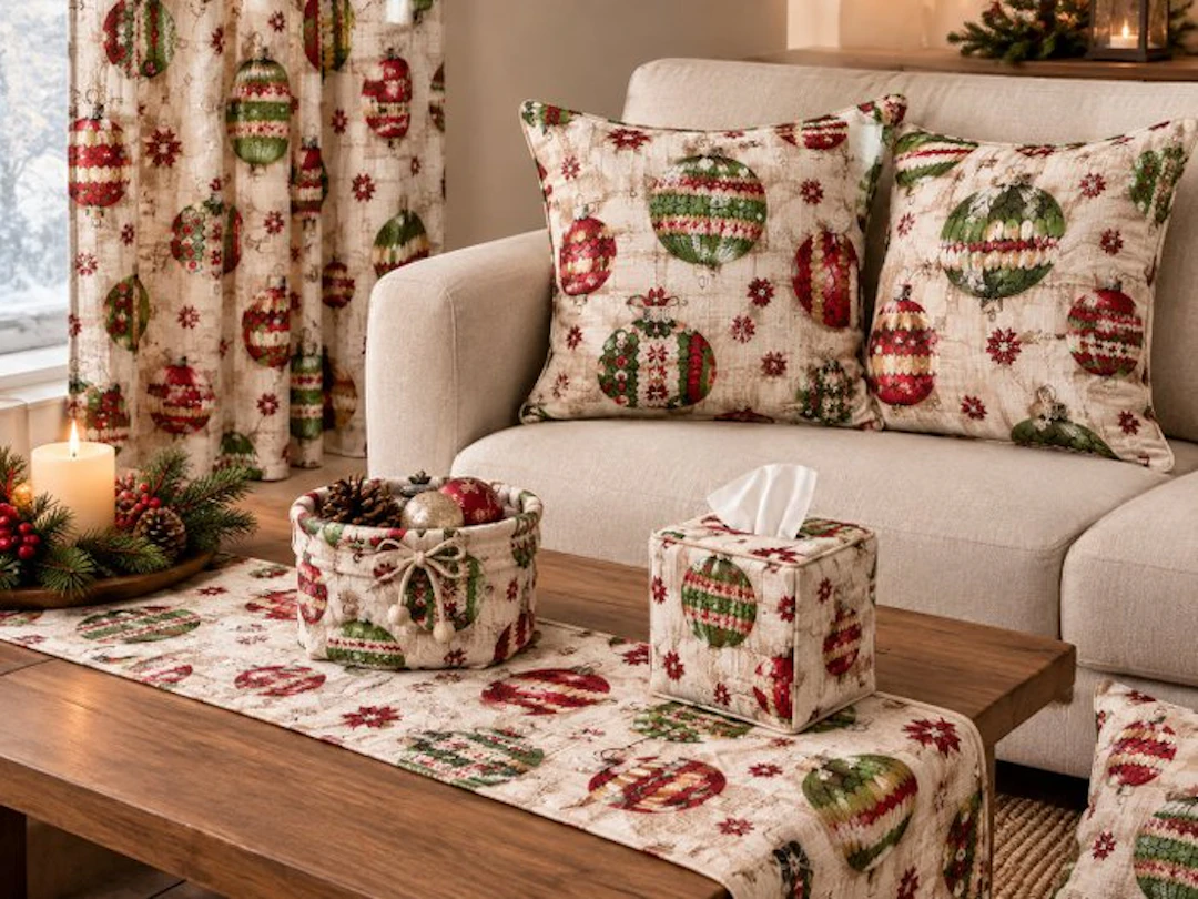 Winter's Enchantment – Christmas balls - Textile - 2.8 m - 2.46 m