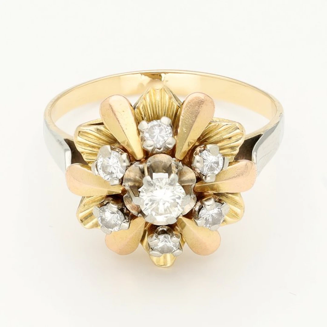 Ring - 18 kt. Yellow gold, White gold Diamond (Natural)