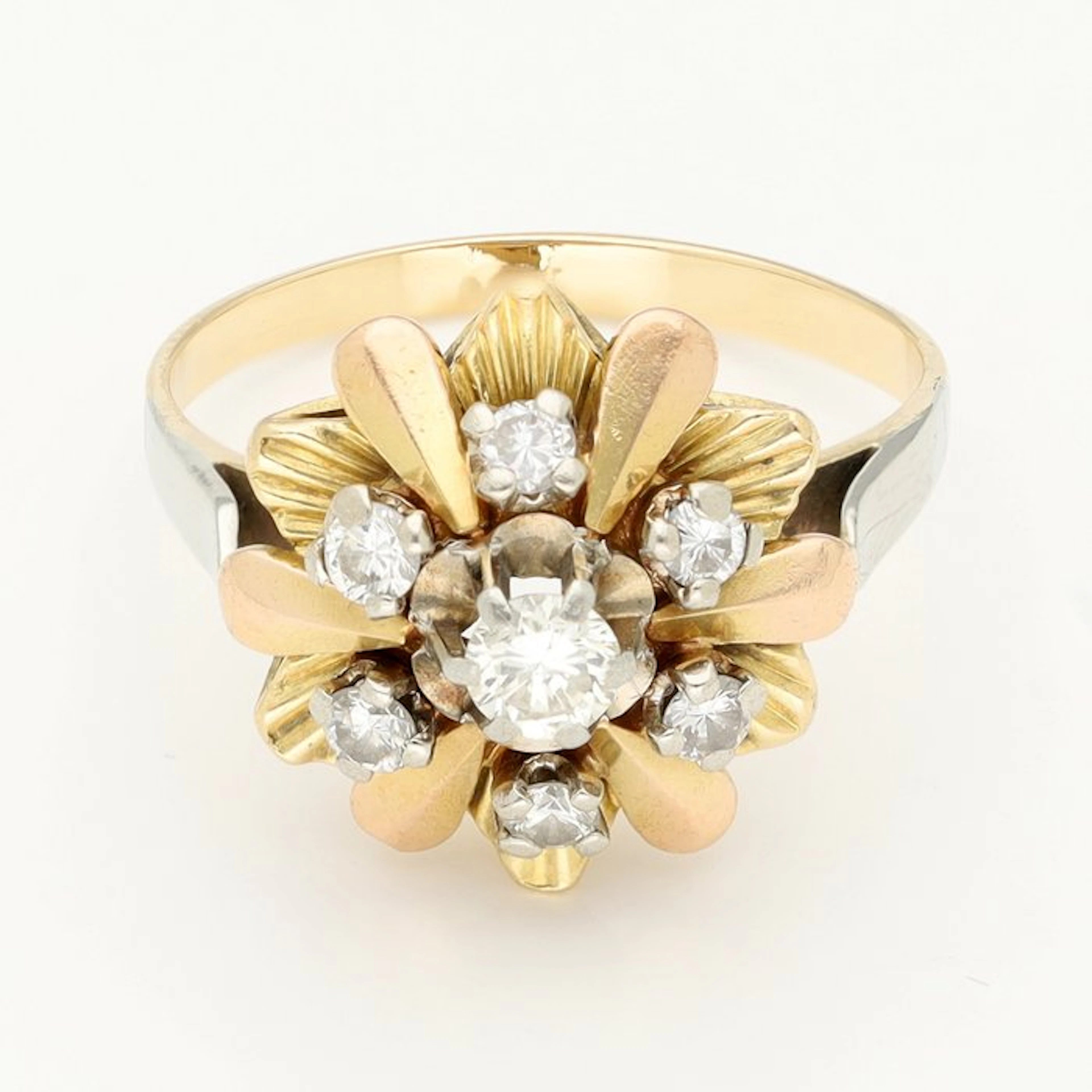 Ring - 18 kt. Yellow gold, White gold Diamond (Natural)