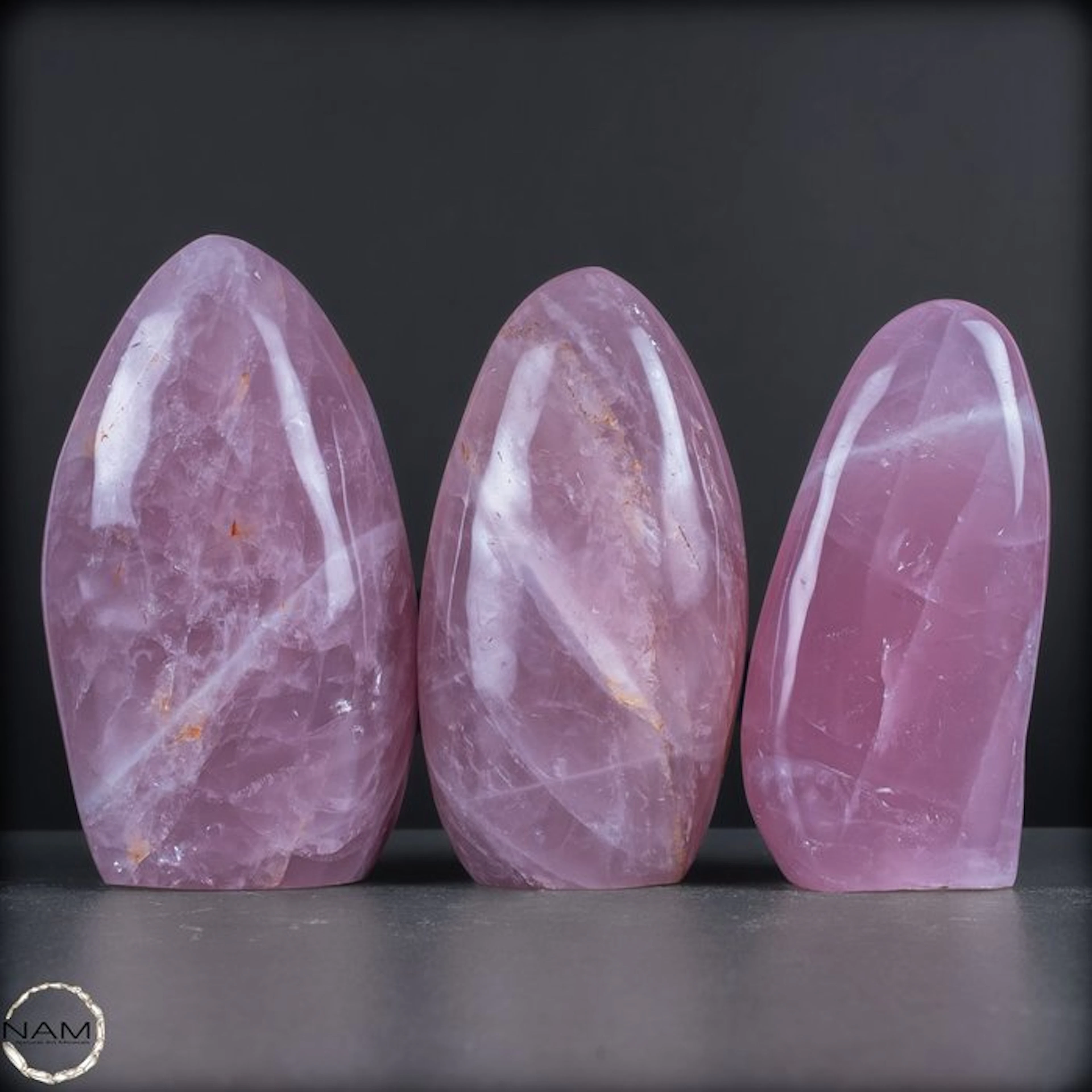 Rose Quartz Freeform Set – Elegant trio of delicately pink natural quartz
