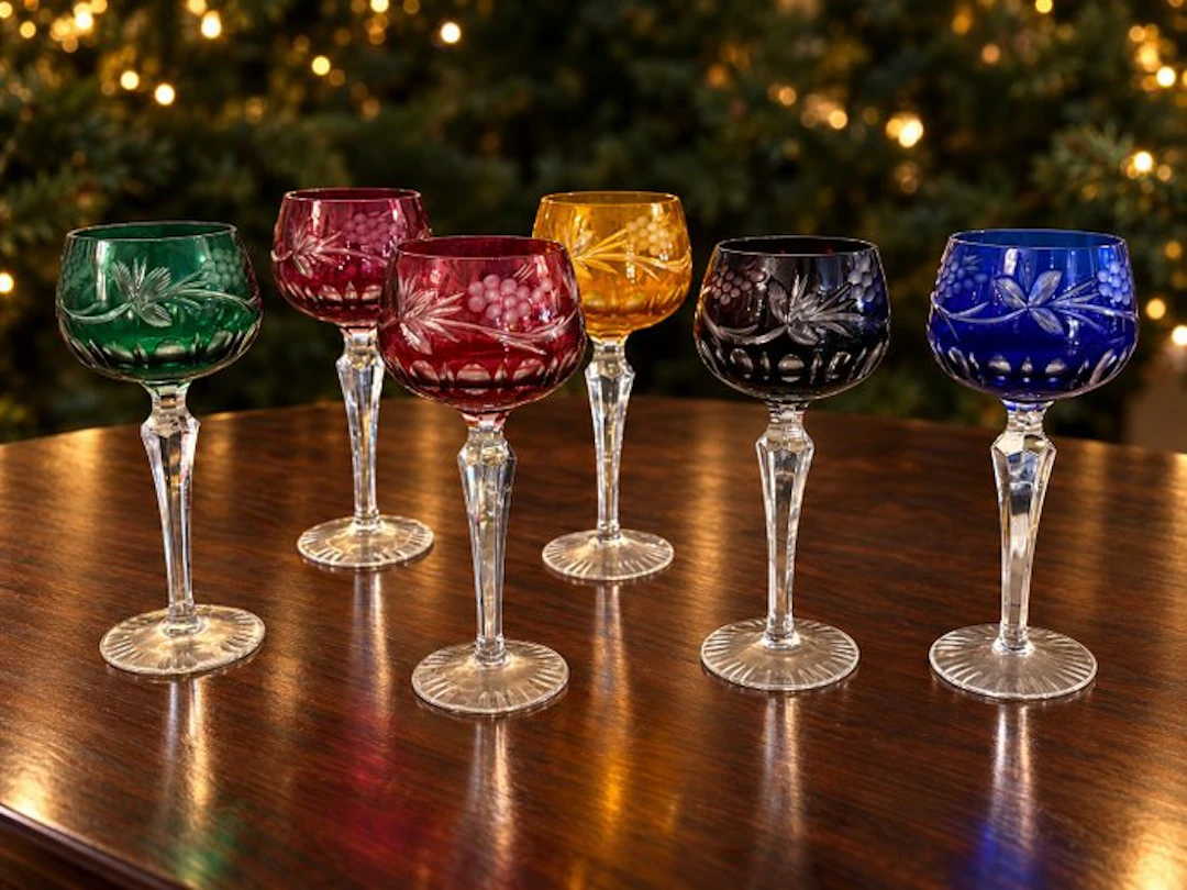Nachtmann - Wine glass - Set of 6 colored wine hock glasses
