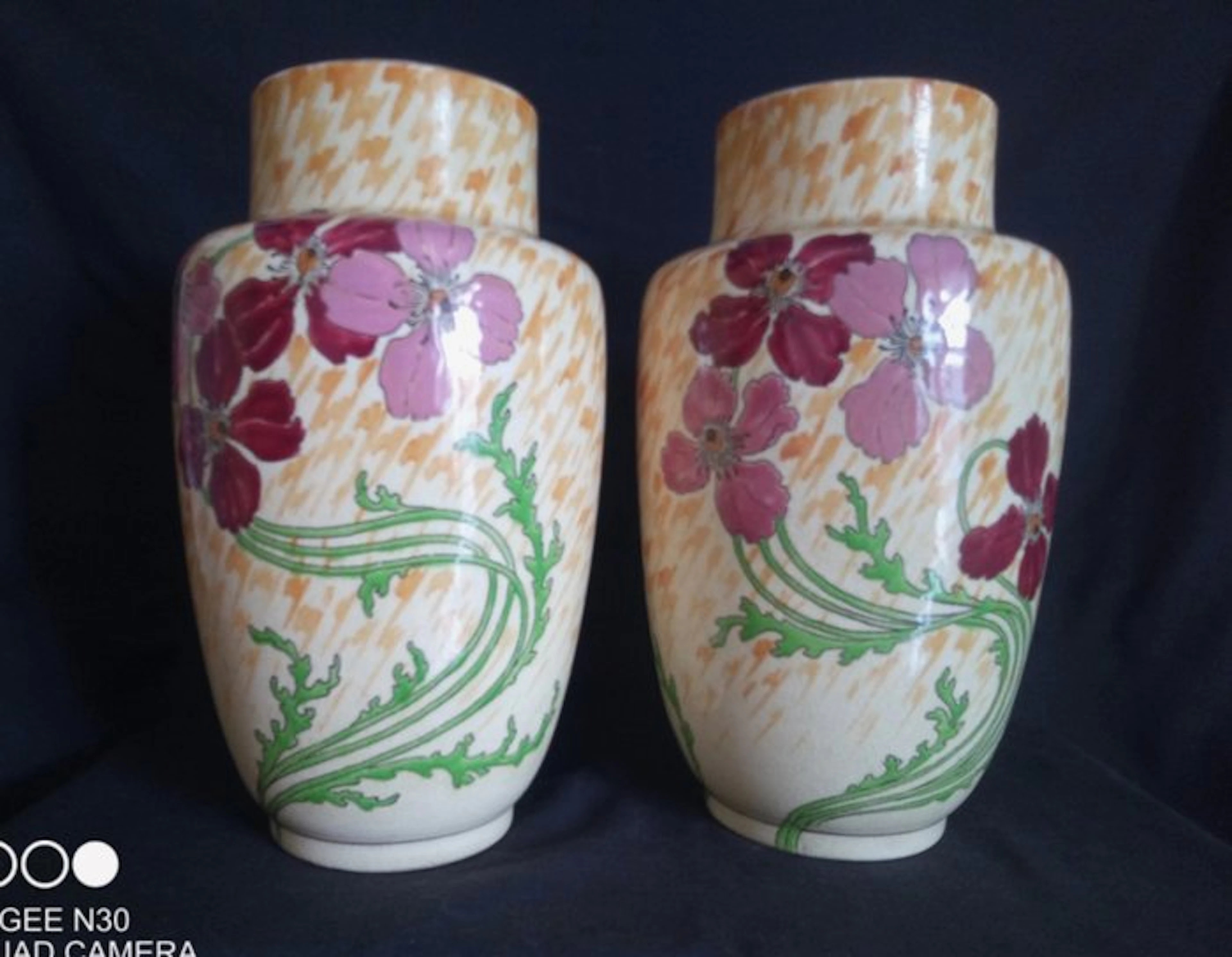 Keller & Guérin Luneville - Vase (2) - Ceramic - Pair of Vases