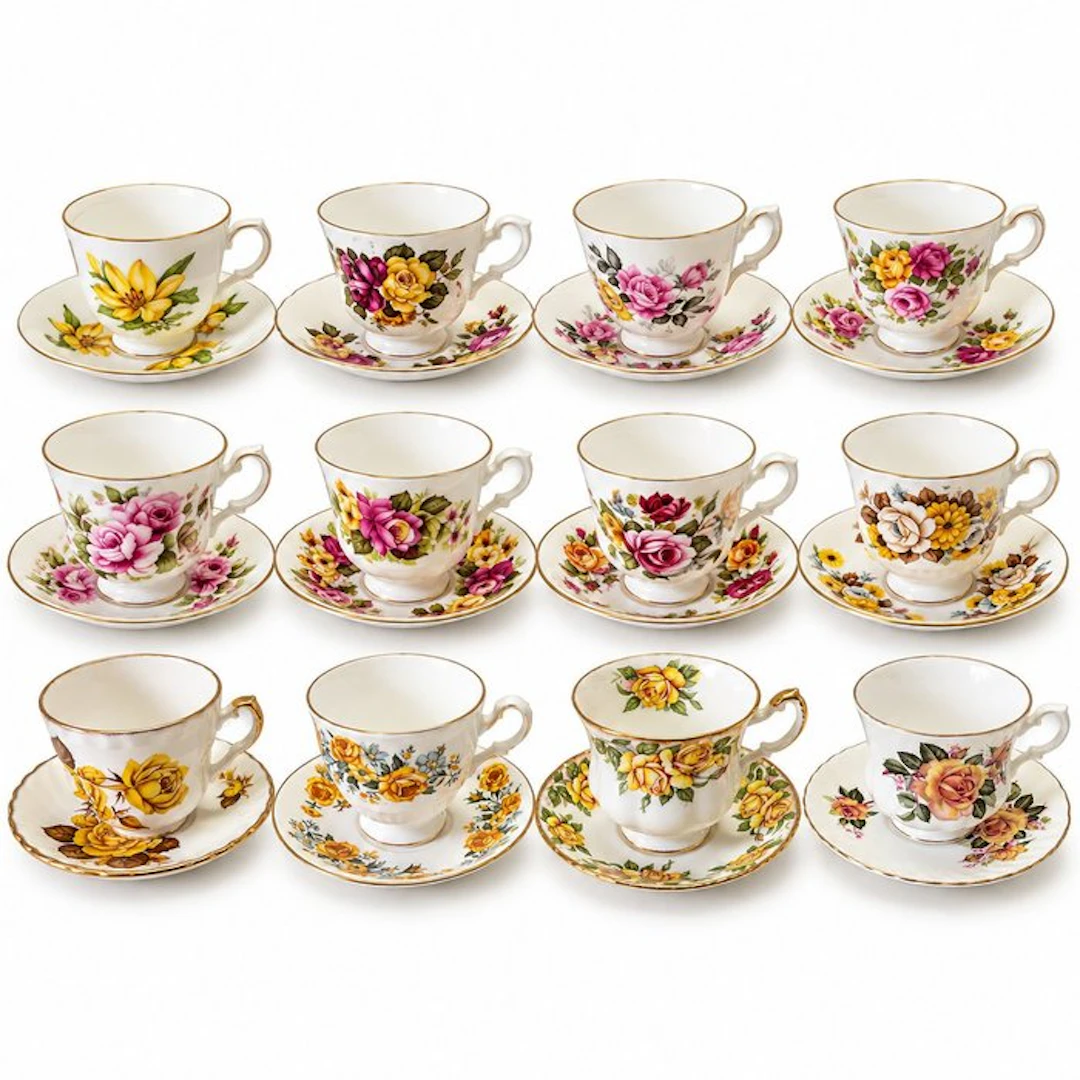 Coffee and tea service (12) - Bone china - High Tea - Kop & Schotels