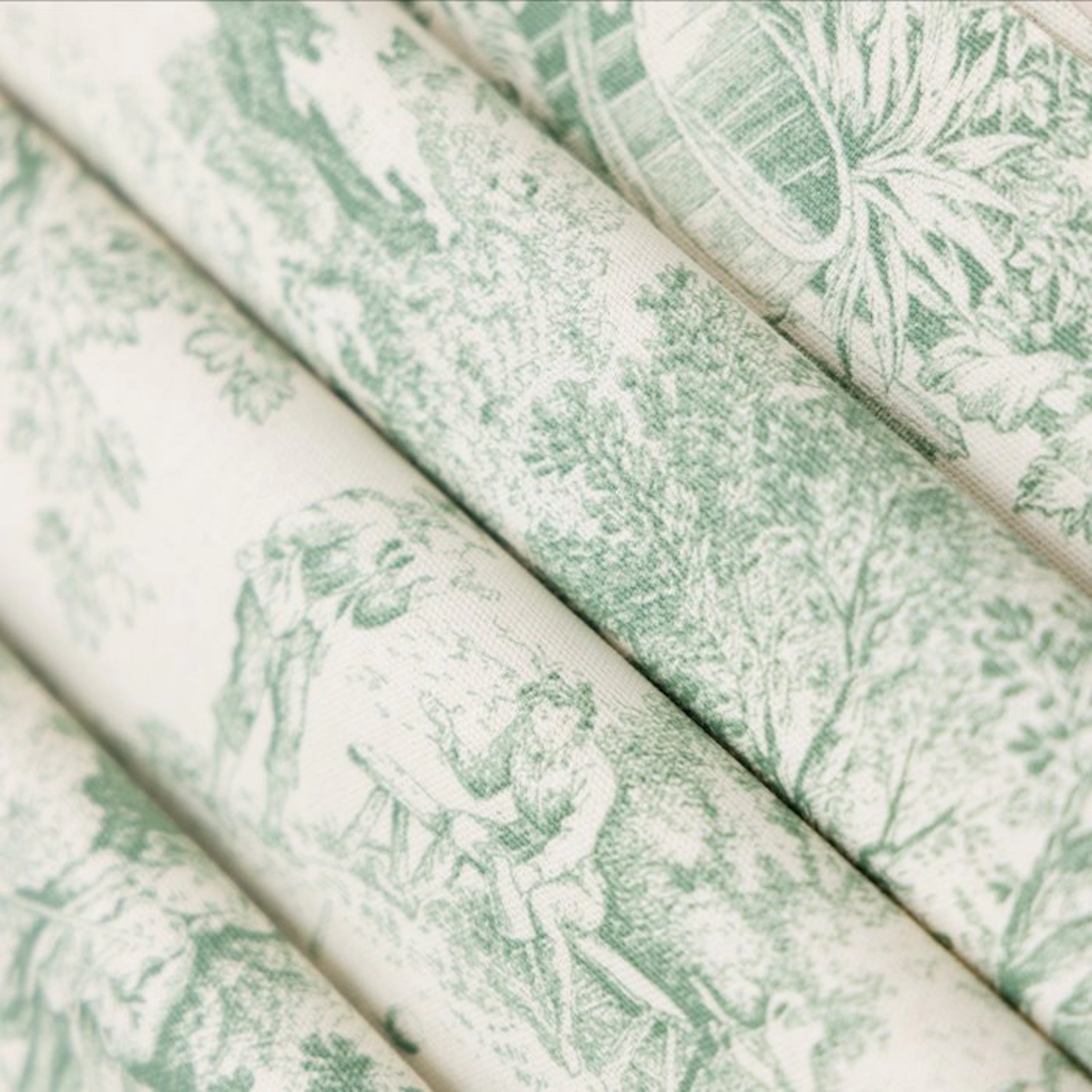 AA192 - Exclusive Mint Green Toile de Jouy - Upholstery fabric - 250