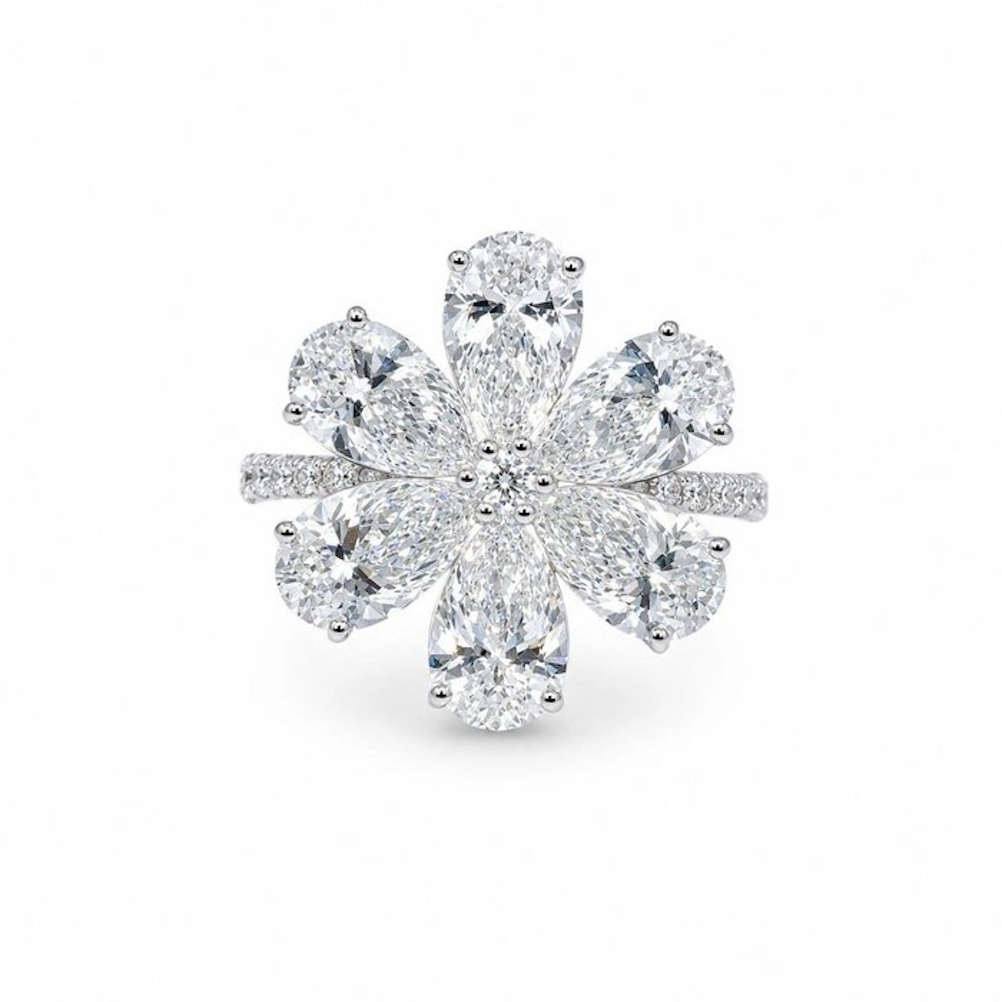 Ring - 14 kt. White gold - 6.22ct. tw. Diamond (Lab-grown) - Diamond