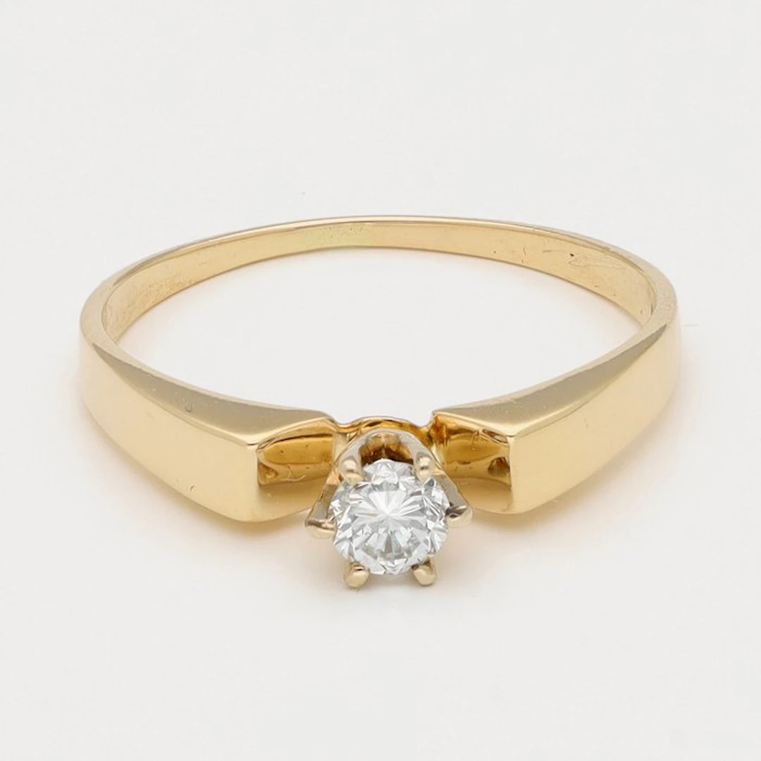 Ring - 18 kt. Yellow gold Diamond (Natural) - Solitair