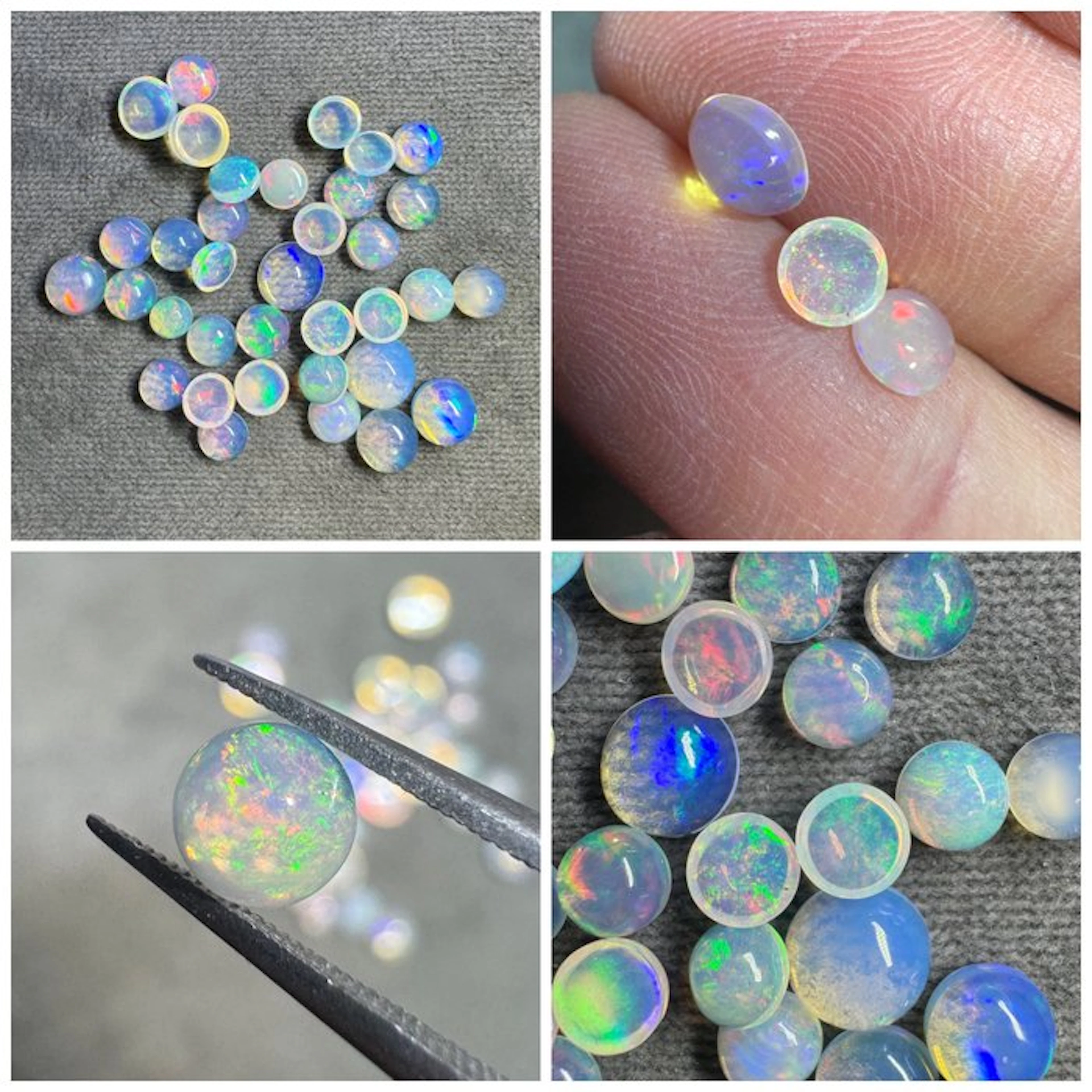 Lot of 12.50 carats of round white opal cabochons