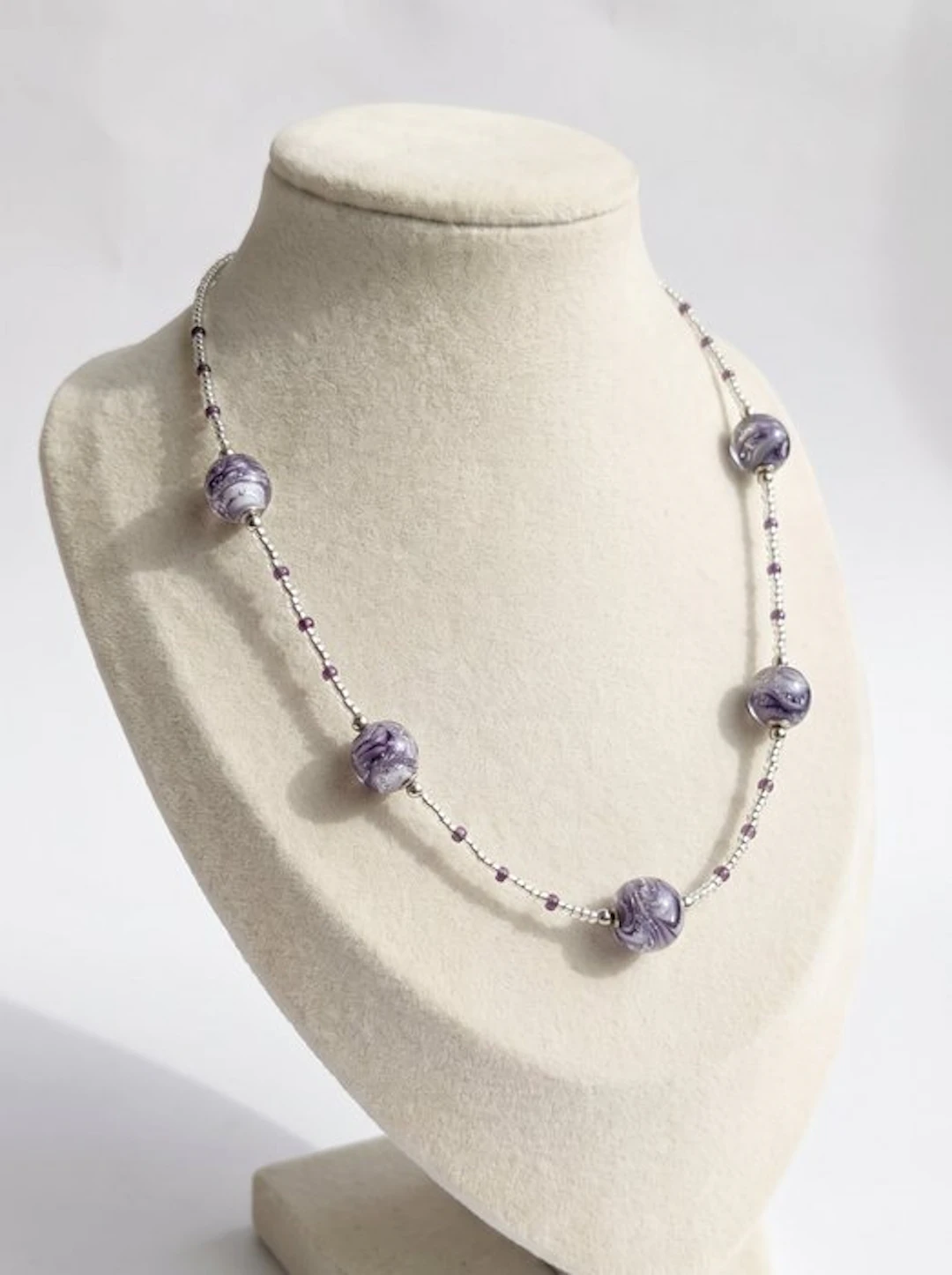 Murano glass, submerged silver - Necklace - Princess Ametista