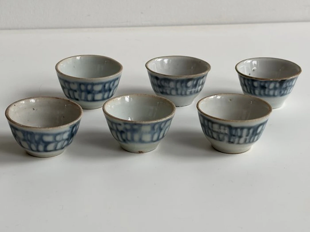 Cup - Chinese Blue & White Cups Qing Dynasty - Porcelain