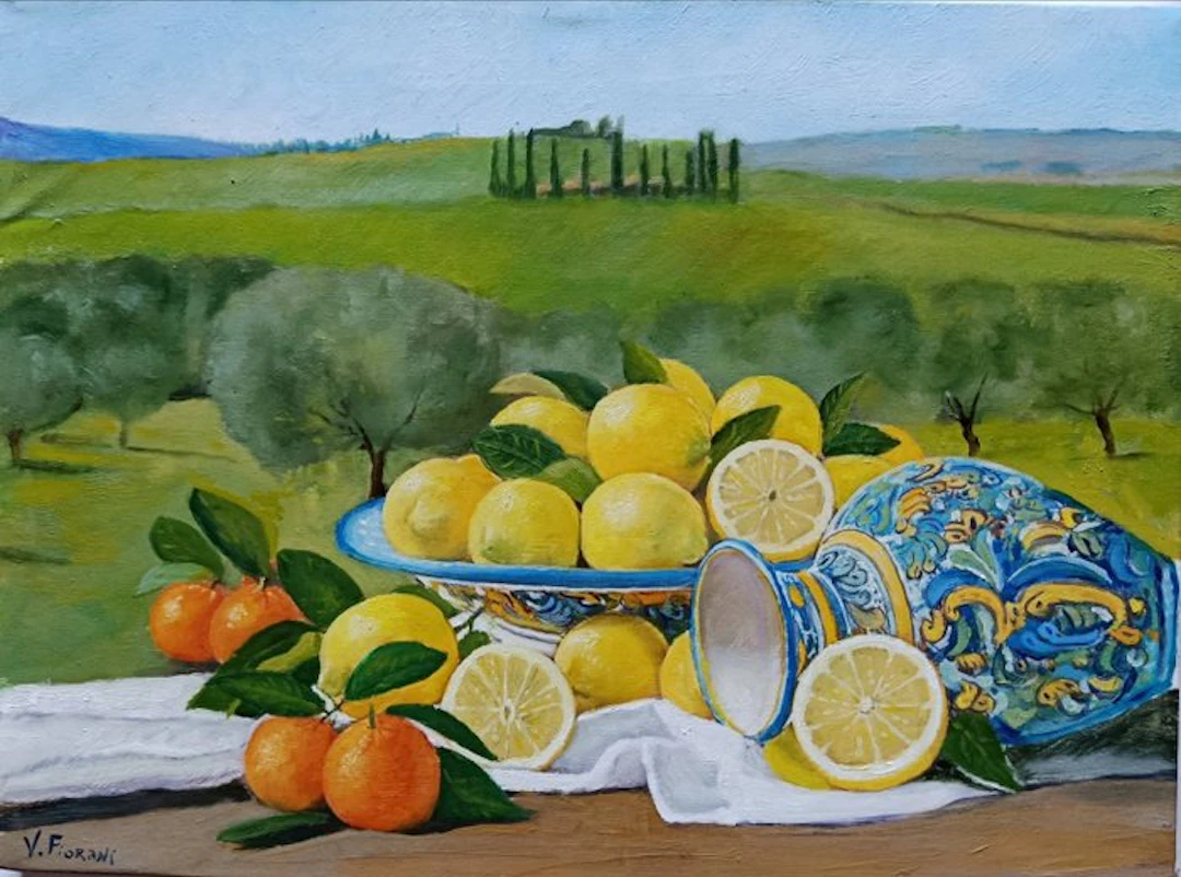 V. Fiorani (XX) - Paesaggio con limoni