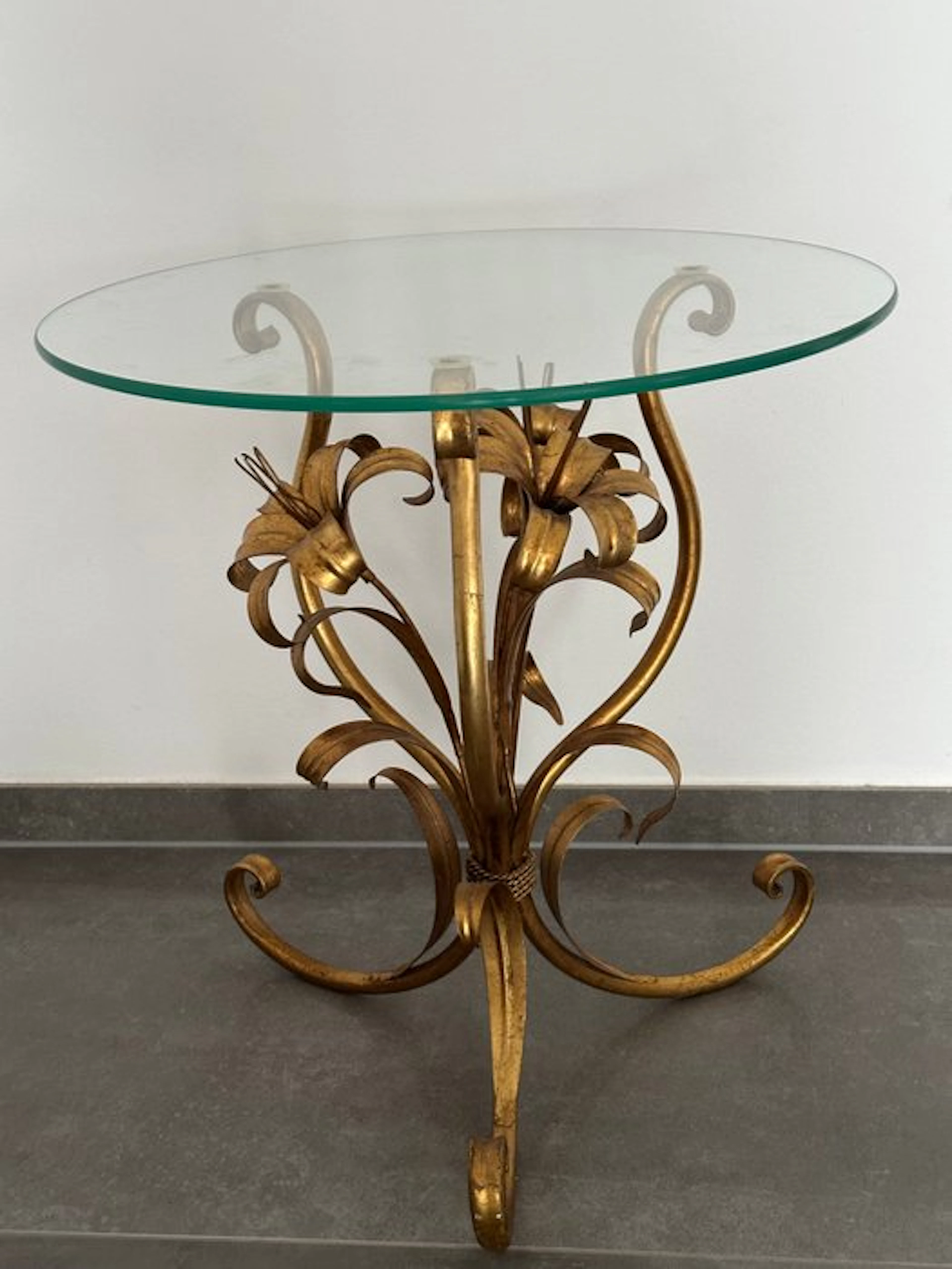 Side table - Metal, Glass - Floral table in H. Kögl style